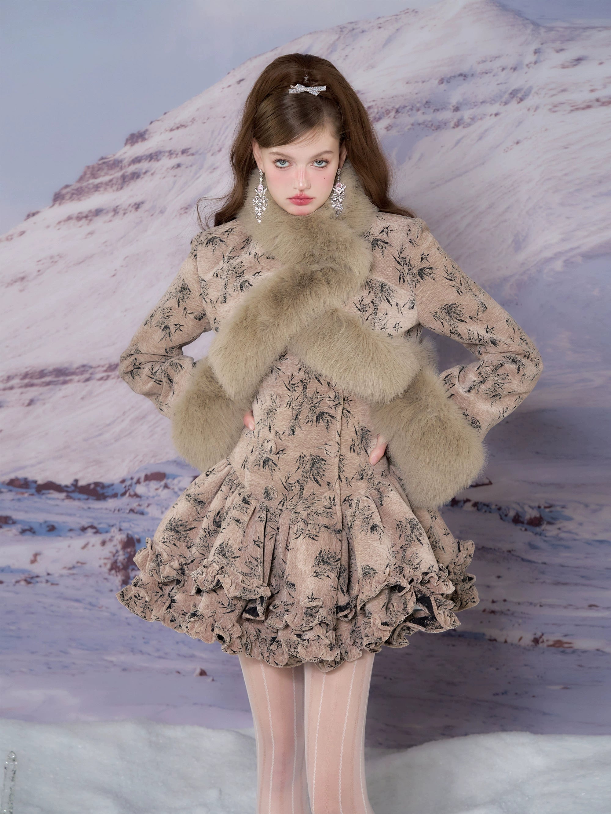 Affordable Girly Fashion - YZZI HE Retro Cozy Coat Dress Suit for Girly Outfits by Land Decora