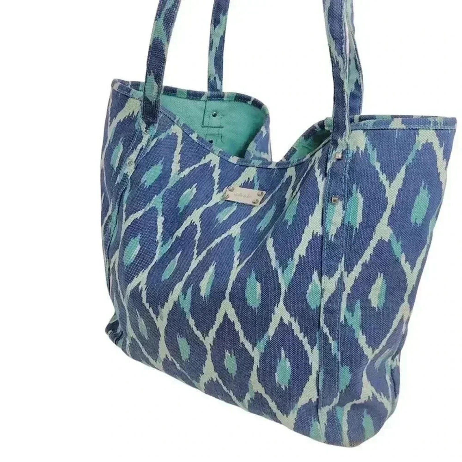 Stella & Dot Blue Diamond Printed Canvas Tote Bag by Hot Girl Secondhand
