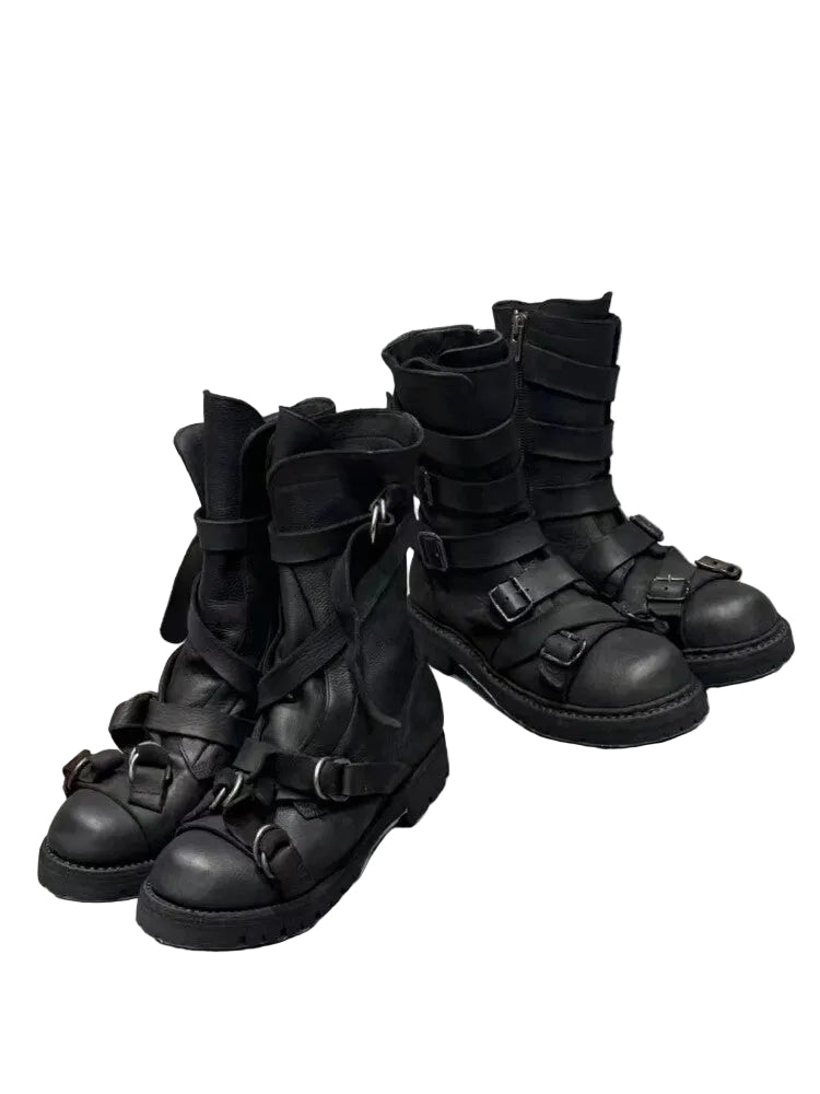 Black Strap Biker Work Boots by OFFCULTURE