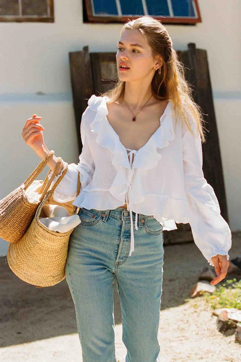 Houston Top - White Ruffle Top by Merritt Charles