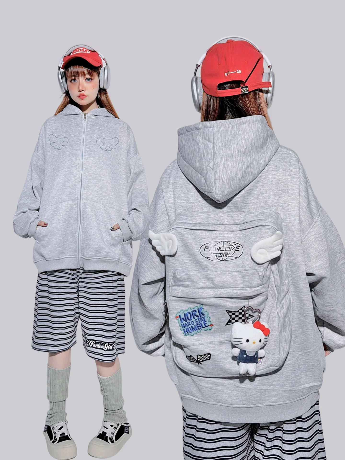 Kawaii Wing Backpack Hoodie - FANLOVERGIRL by Land Decora