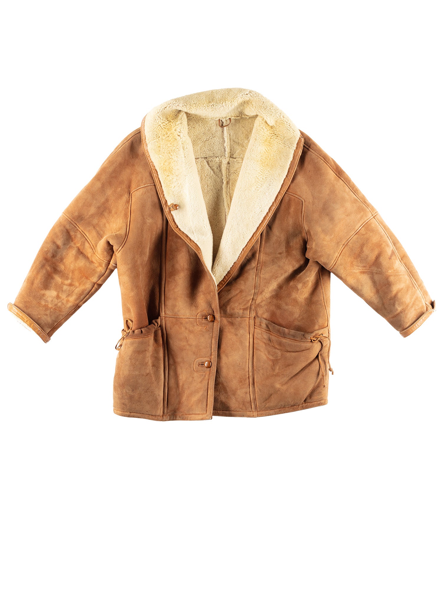 Vintage 80's Women Sheepskin Coat in Brown by Northern Grip