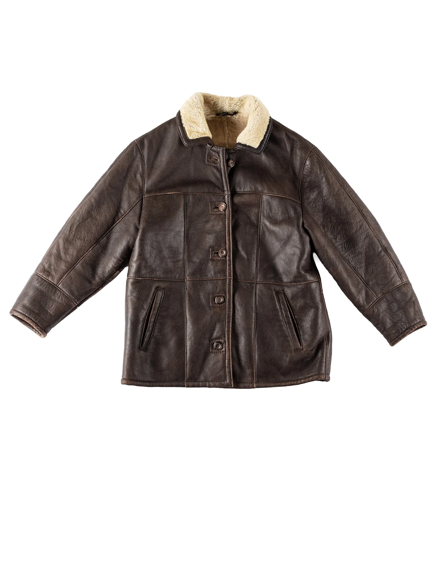 Vintage 90's Women Sheepskin Shearling Coat in Brown by Northern Grip
