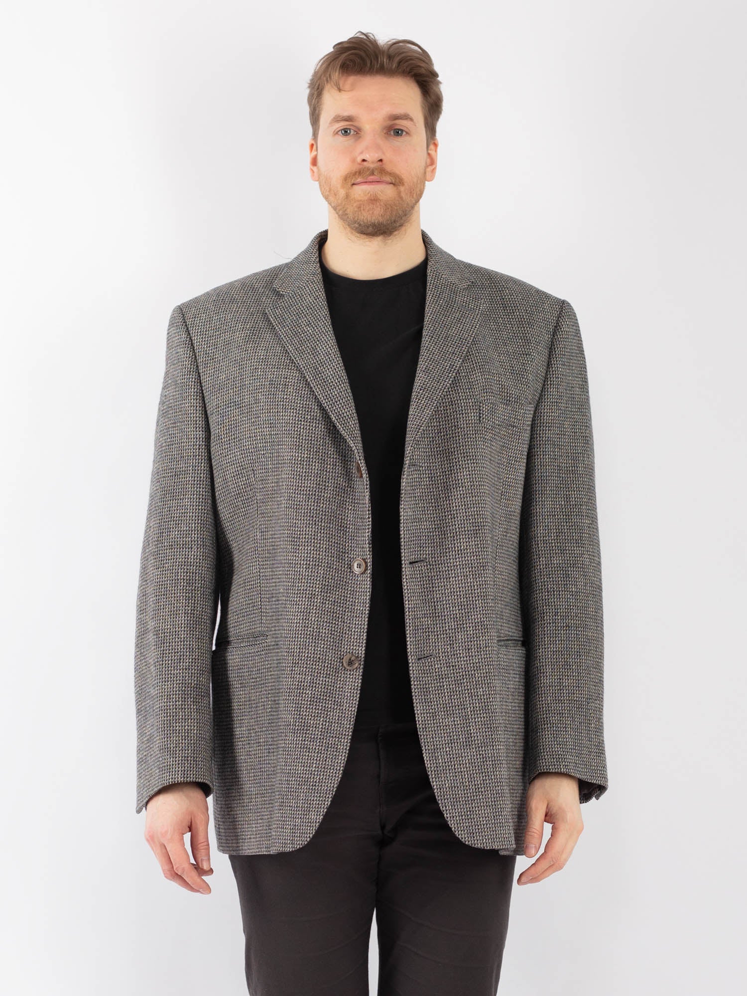 Vintage 70's Men Wool Blazer Jacket in Gray by Northern Grip