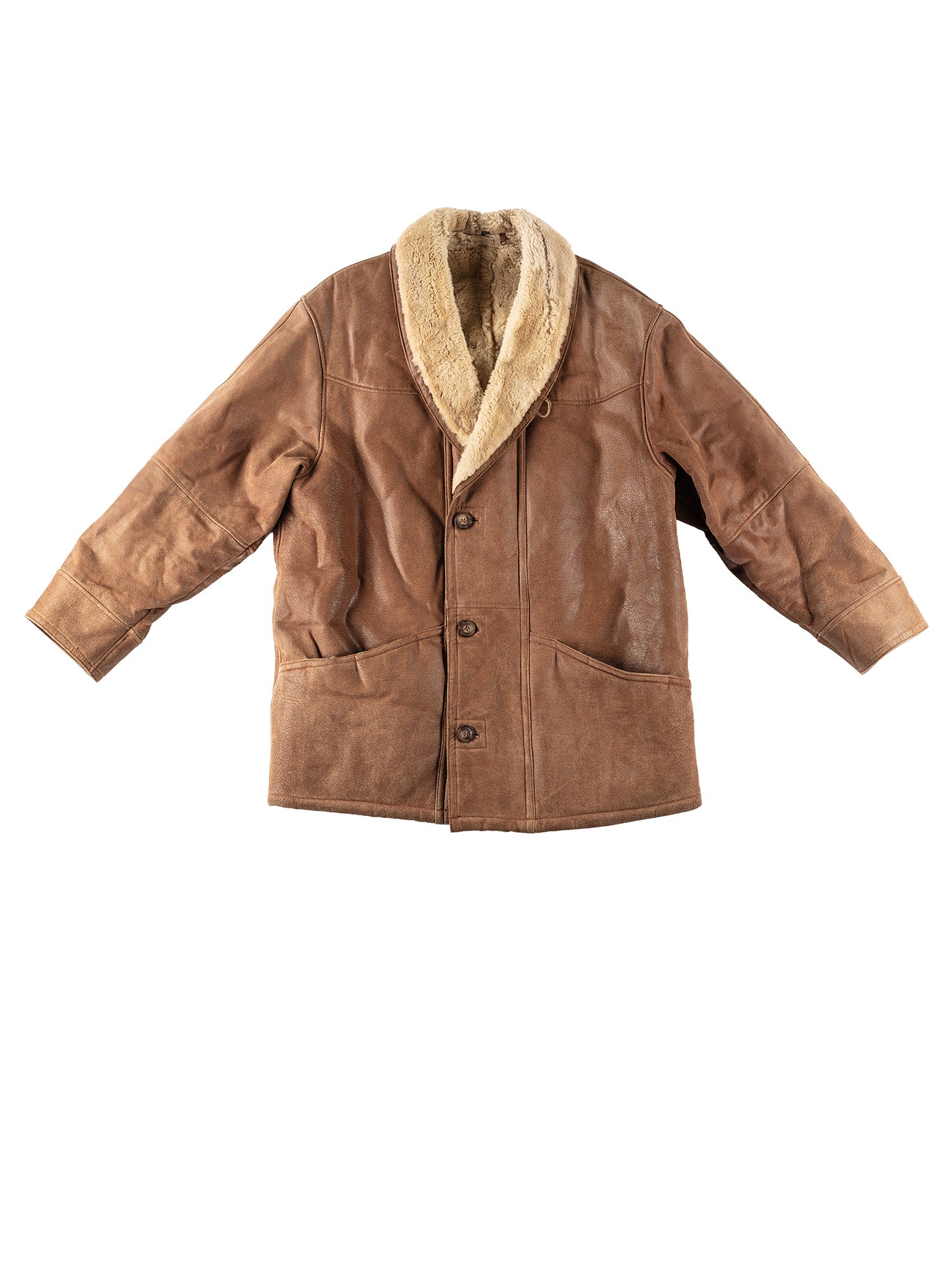 Vintage 90's Men Faux Sheepskin Coat in Brown by Northern Grip