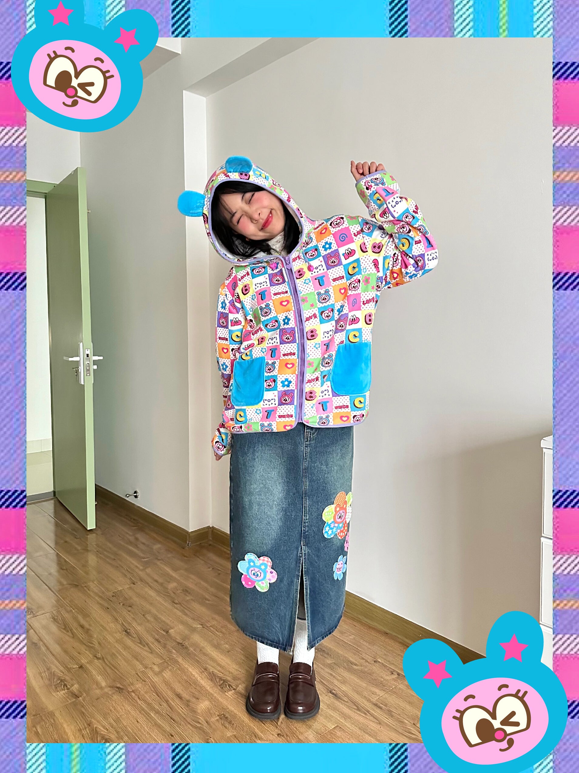 Vintage Kawaii Patchwork Denim Skirt - Bodytalk by Land Decora