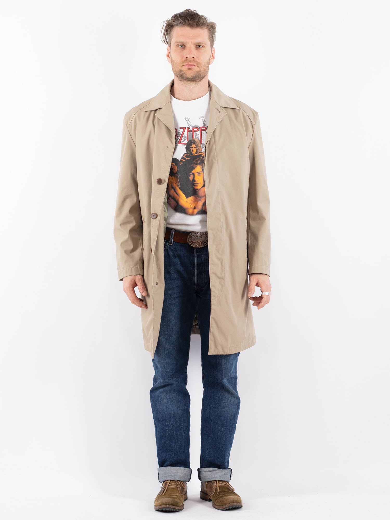 Vintage 90's Men Mac Coat in Beige by Northern Grip