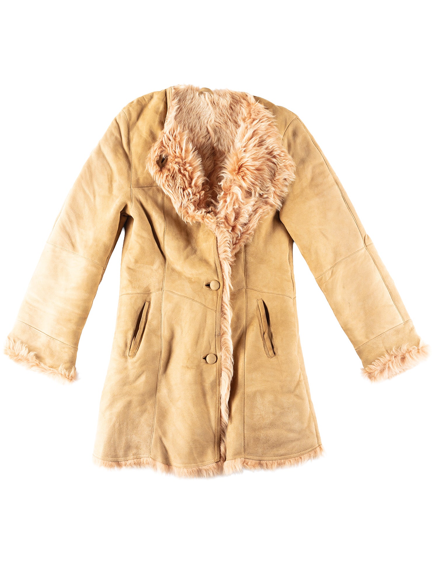 Vintage 90's Women Sheepskin Coat in Beige by Northern Grip