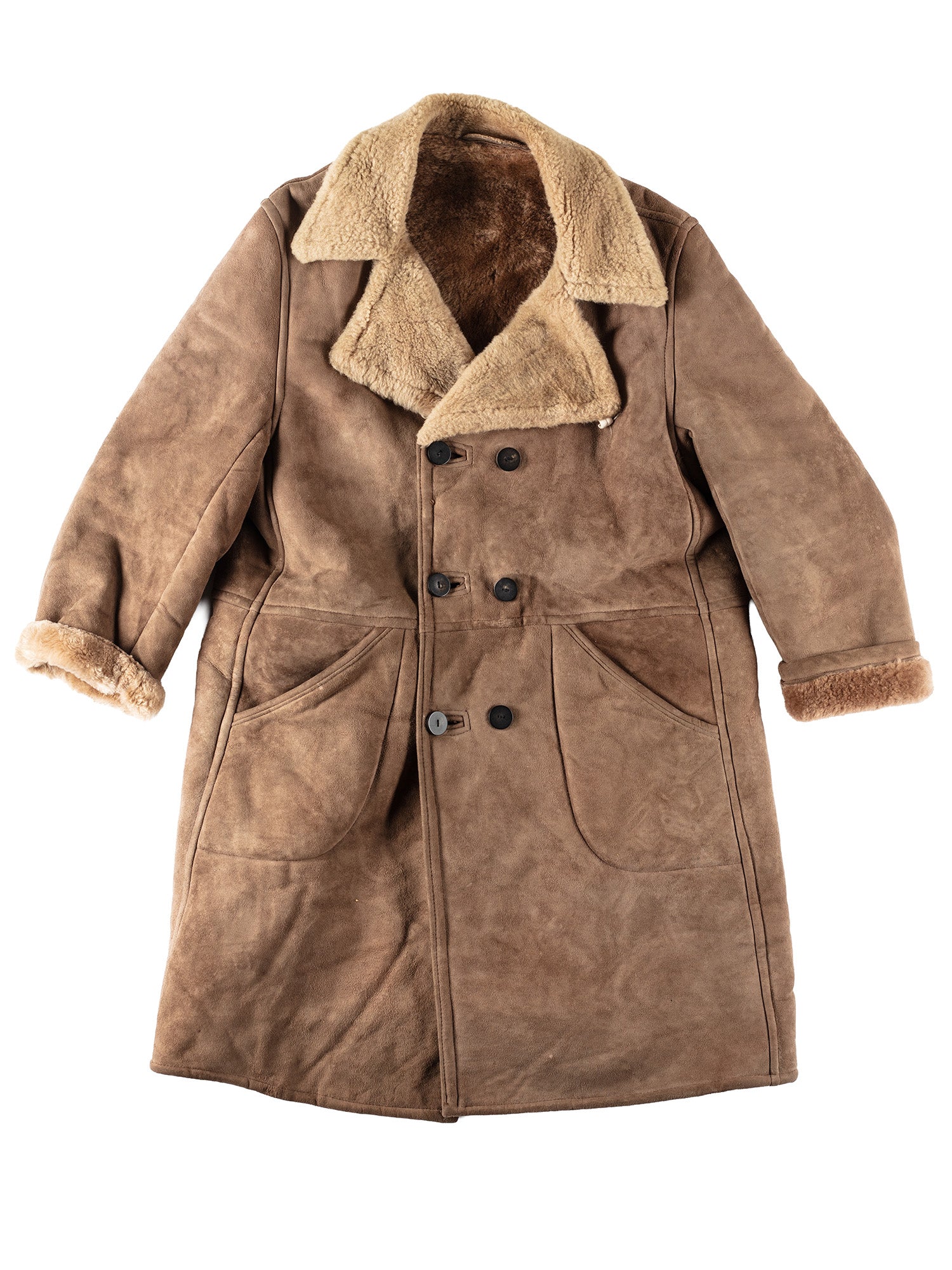 Vintage 80's Men Sheepskin Coat in Brown by Northern Grip