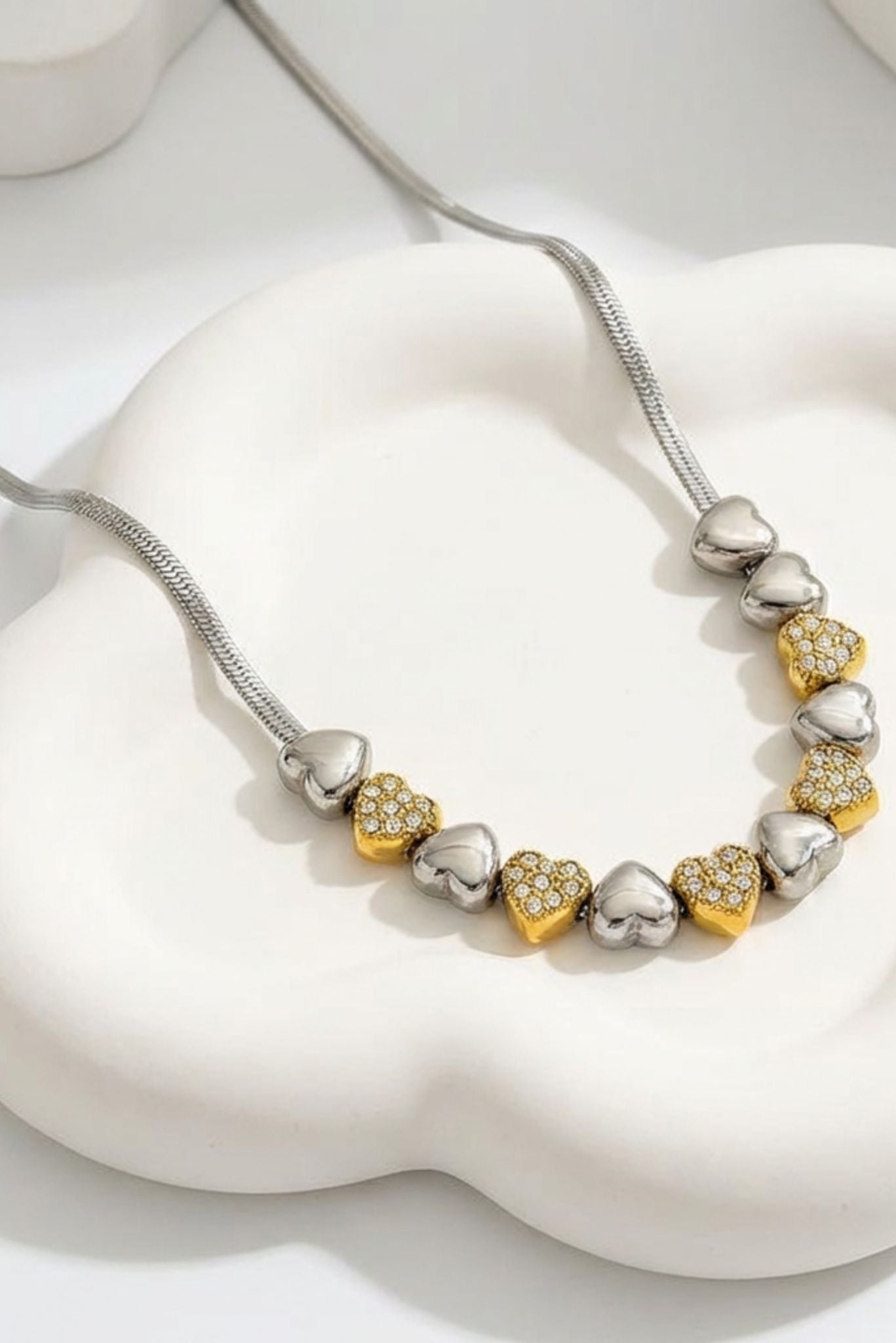 Sienna Waterproof Heart Teardrop Y-Necklace Two Tone by Akalia