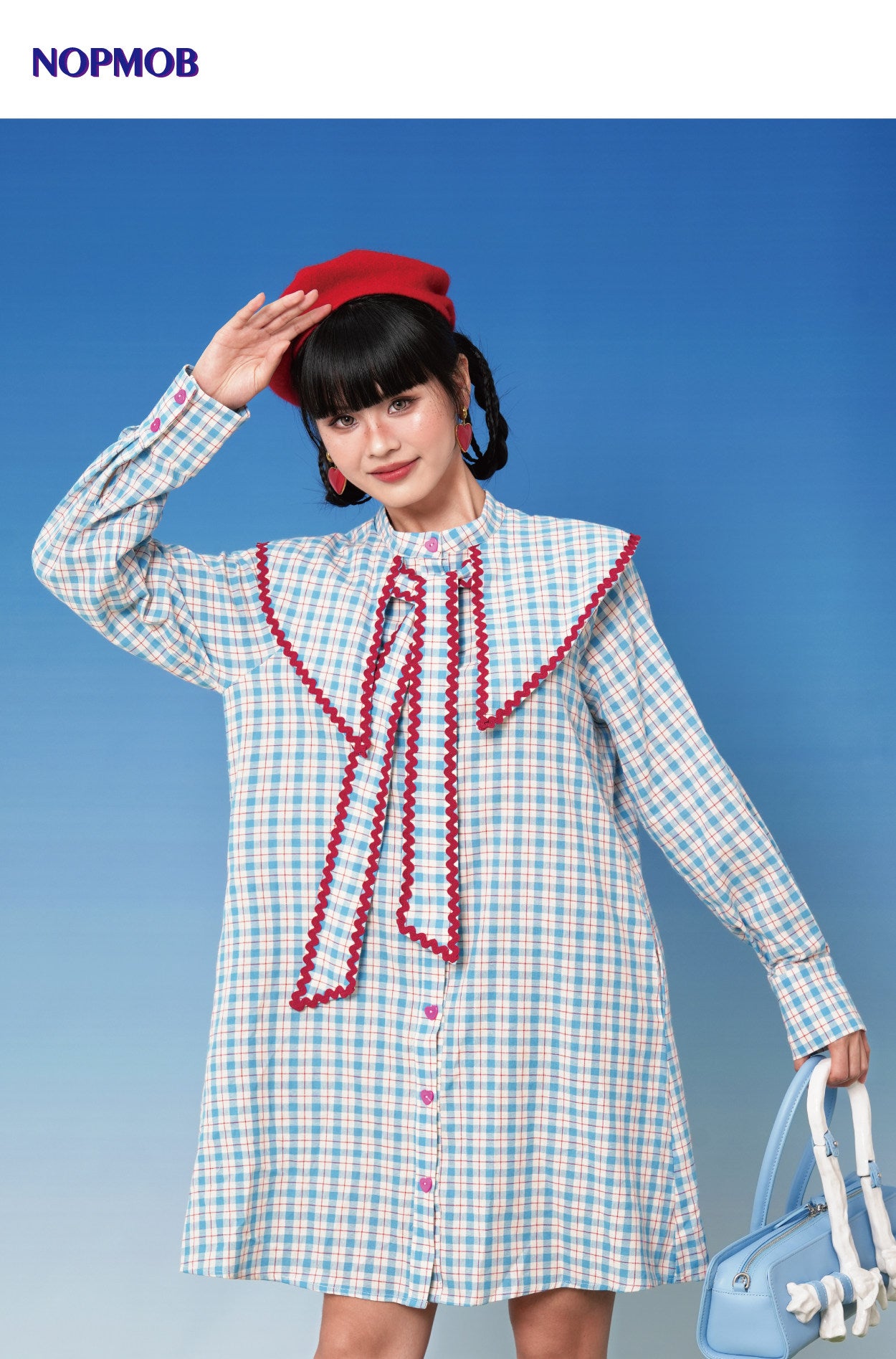 Blue Plaid Doll Collar Dress - NOPMOB by Land Decora