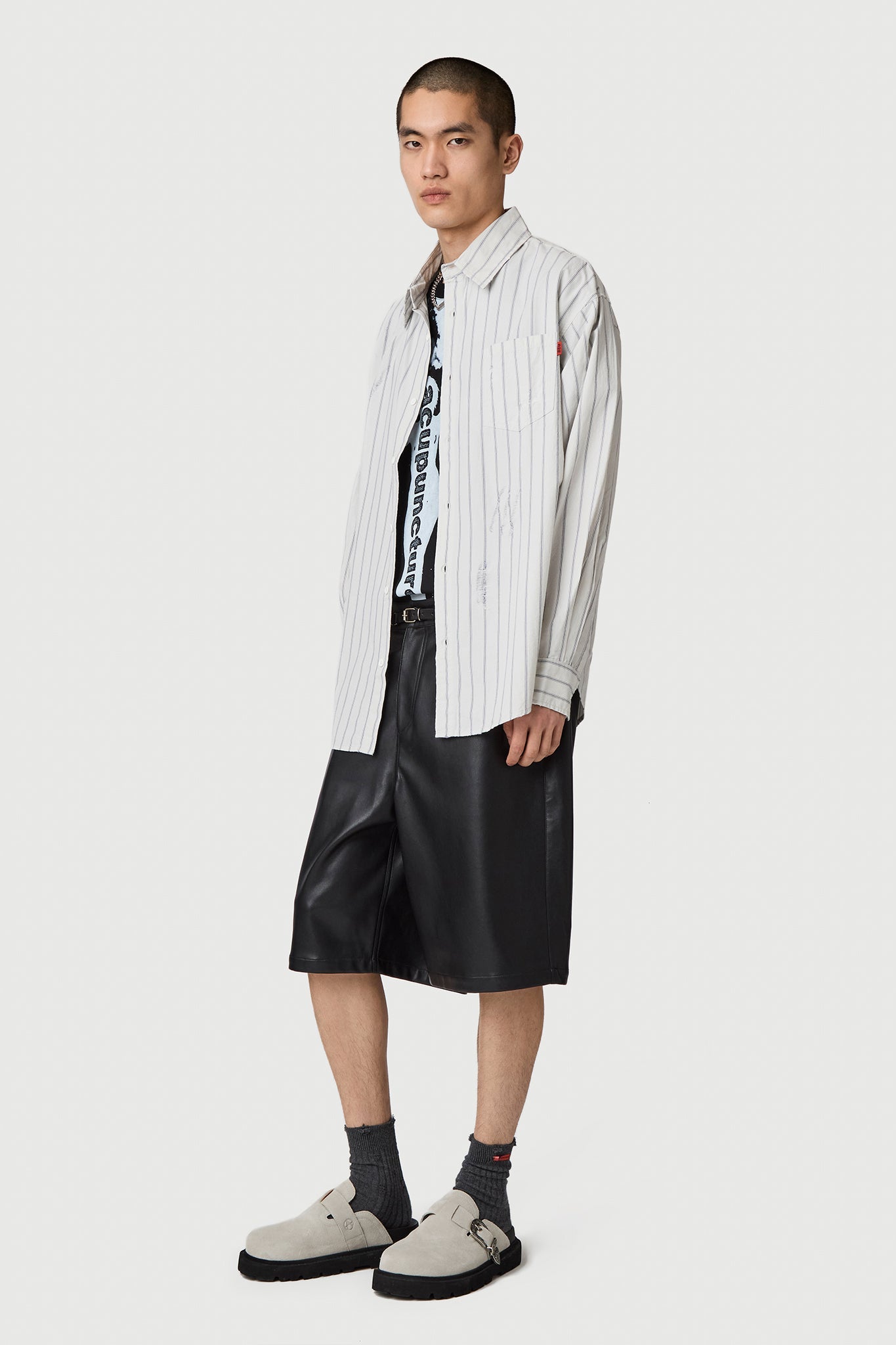 BROKEN STRIPES SHIRT EGG WHITE BLUE by Acupuncture1993