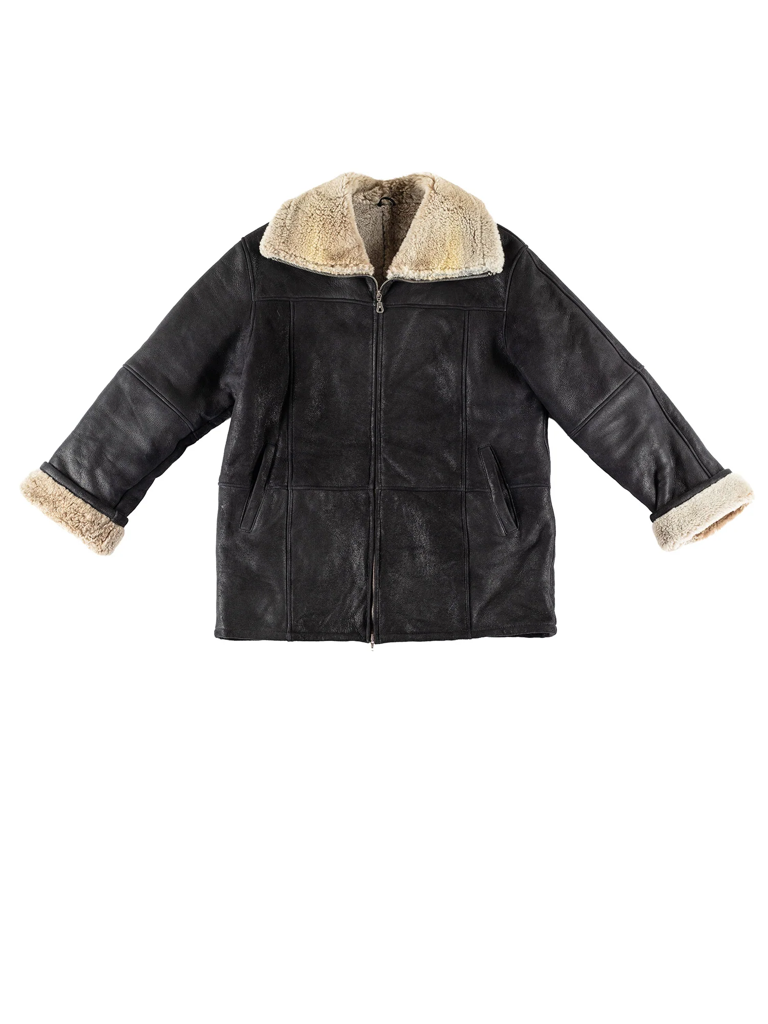Vintage 80's Women Sheepskin Jacket in Black by Northern Grip