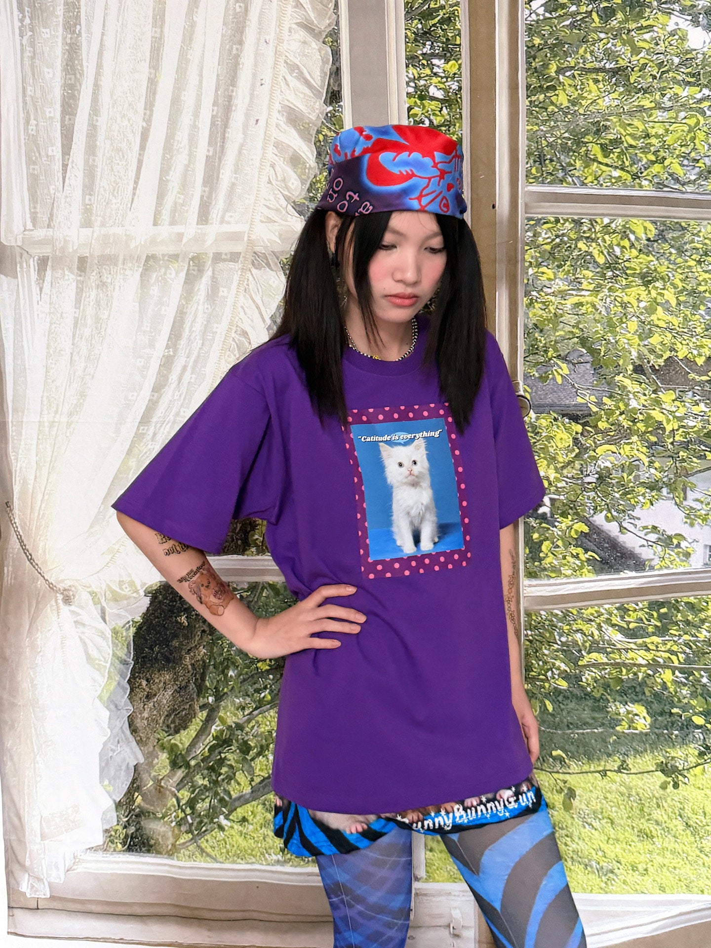 Harajuku Cat Graphic Tee - bunnybunnygun by Land Decora