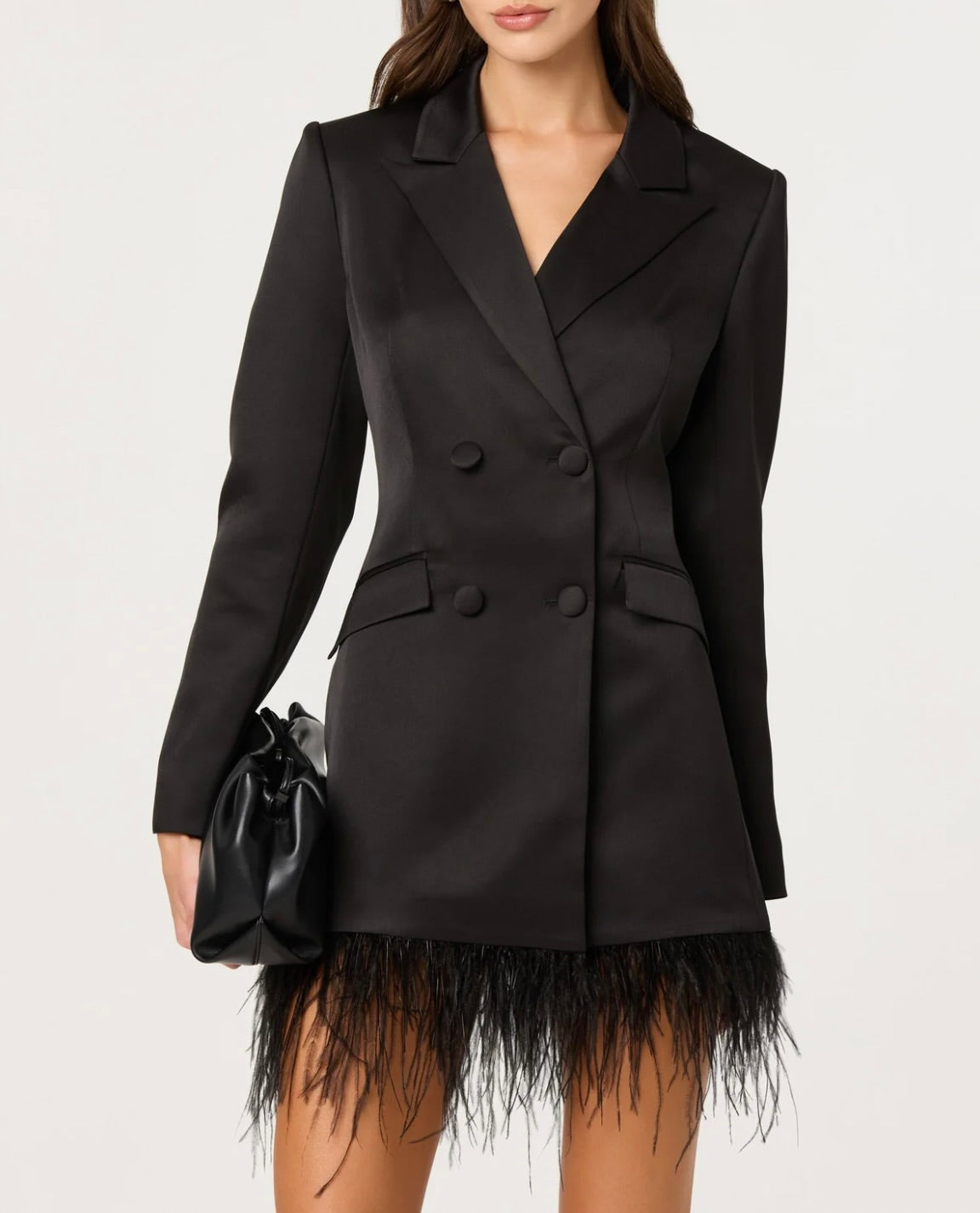 ASTR The Label Breonna Feather Trim Blazer Dress by Sierra Deene