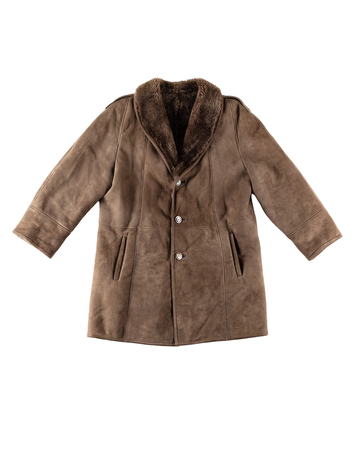 Vintage 80's Men Sheepskin Coat in Brown by Northern Grip