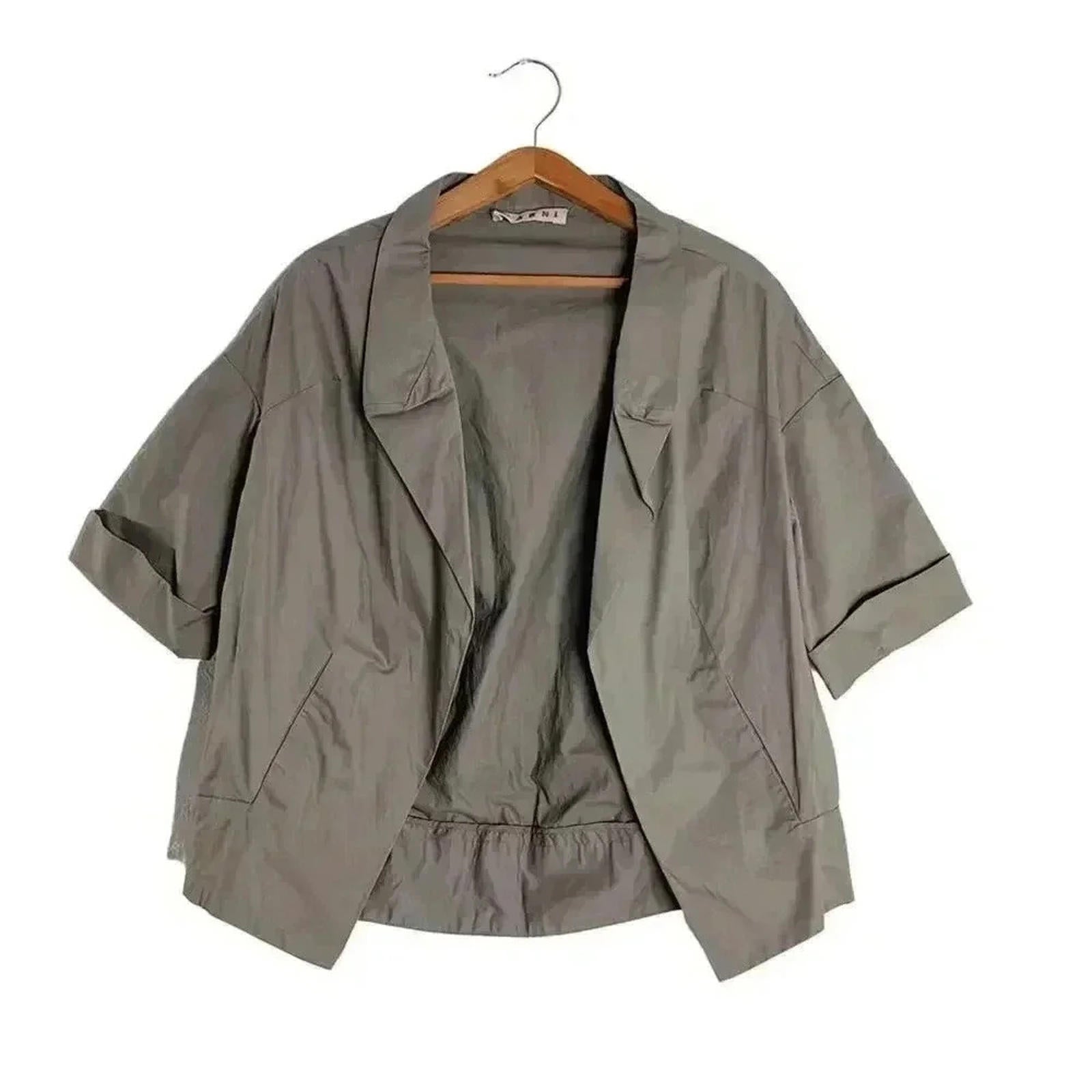 Marni Short Sleeved Tan Taupe Utility Cardigan Top Minimalist Brutalis by Hot Girl Secondhand