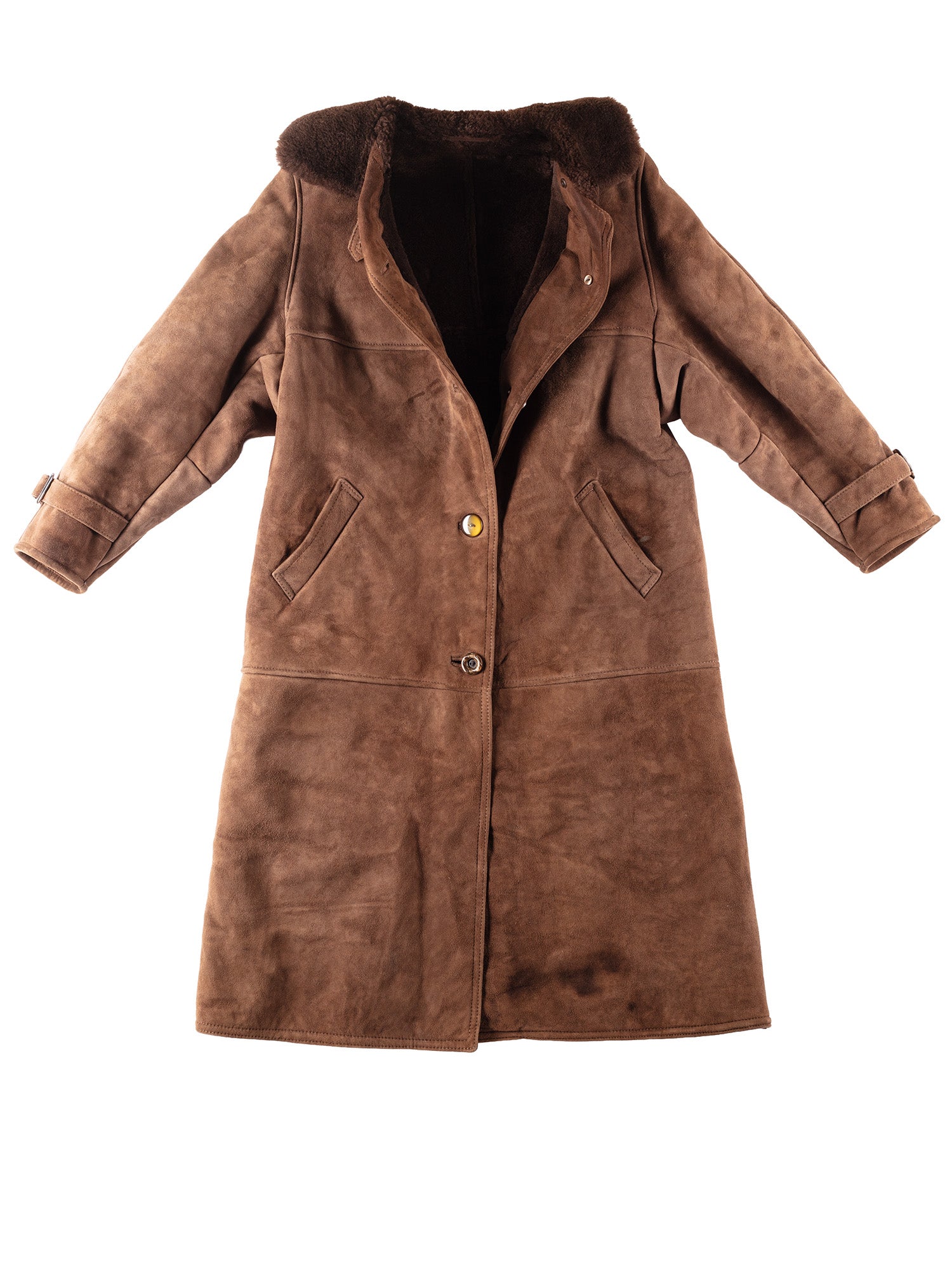Vintage 80's Women Sheepskin Coat in Brown by Northern Grip