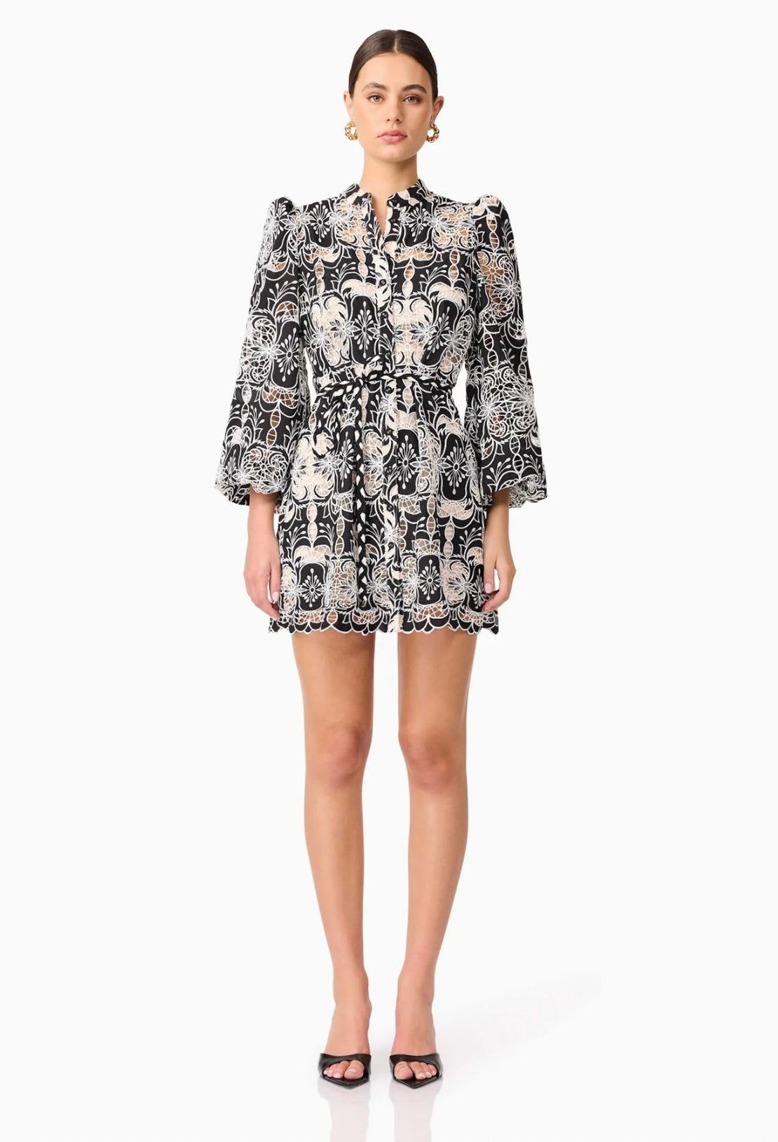Jolie Long Sleeve Mini Dress in Black by Sierra Deene