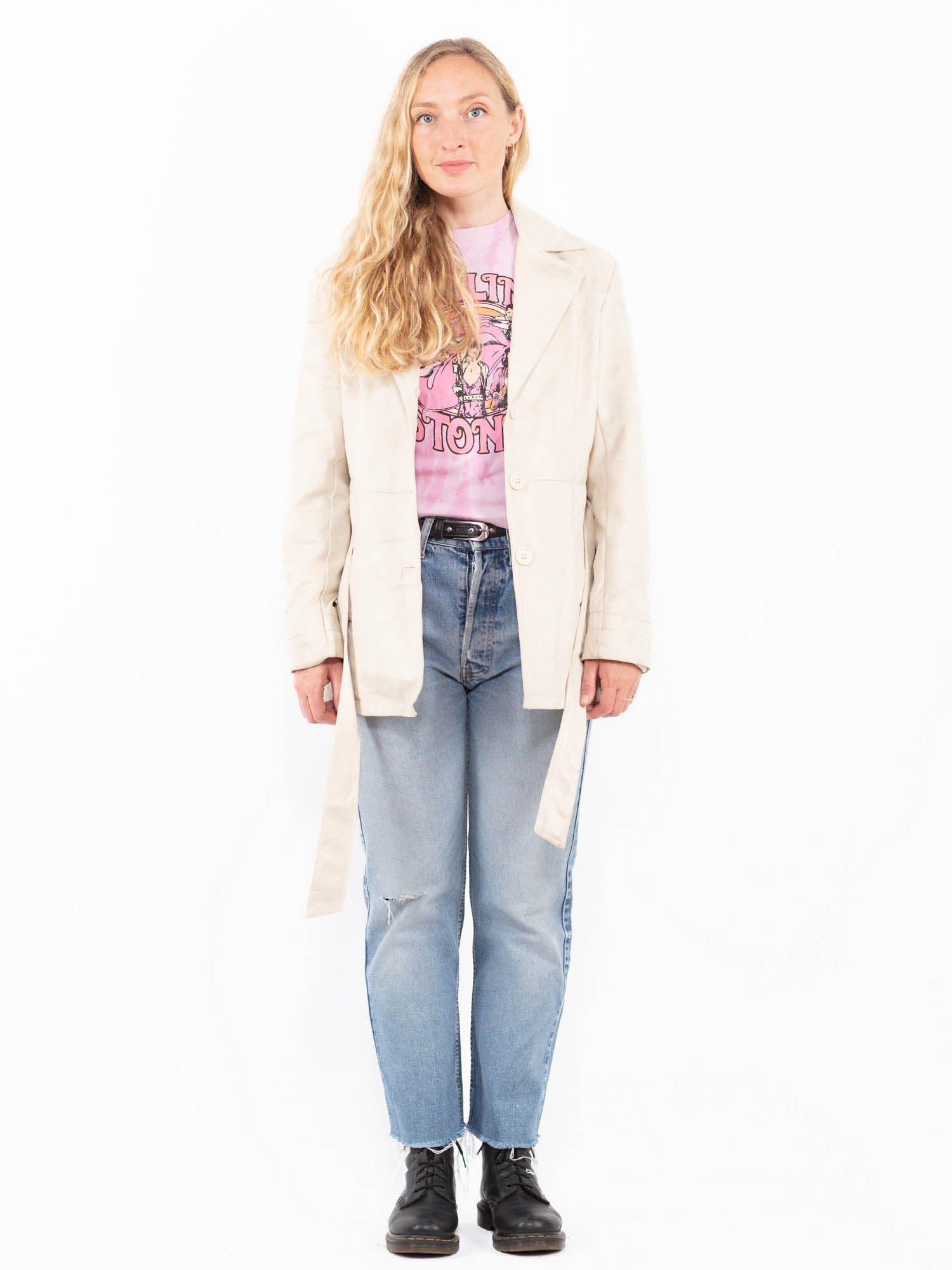 Vintage 00's Women Faux Sheepskin Jacket in White by Northern Grip