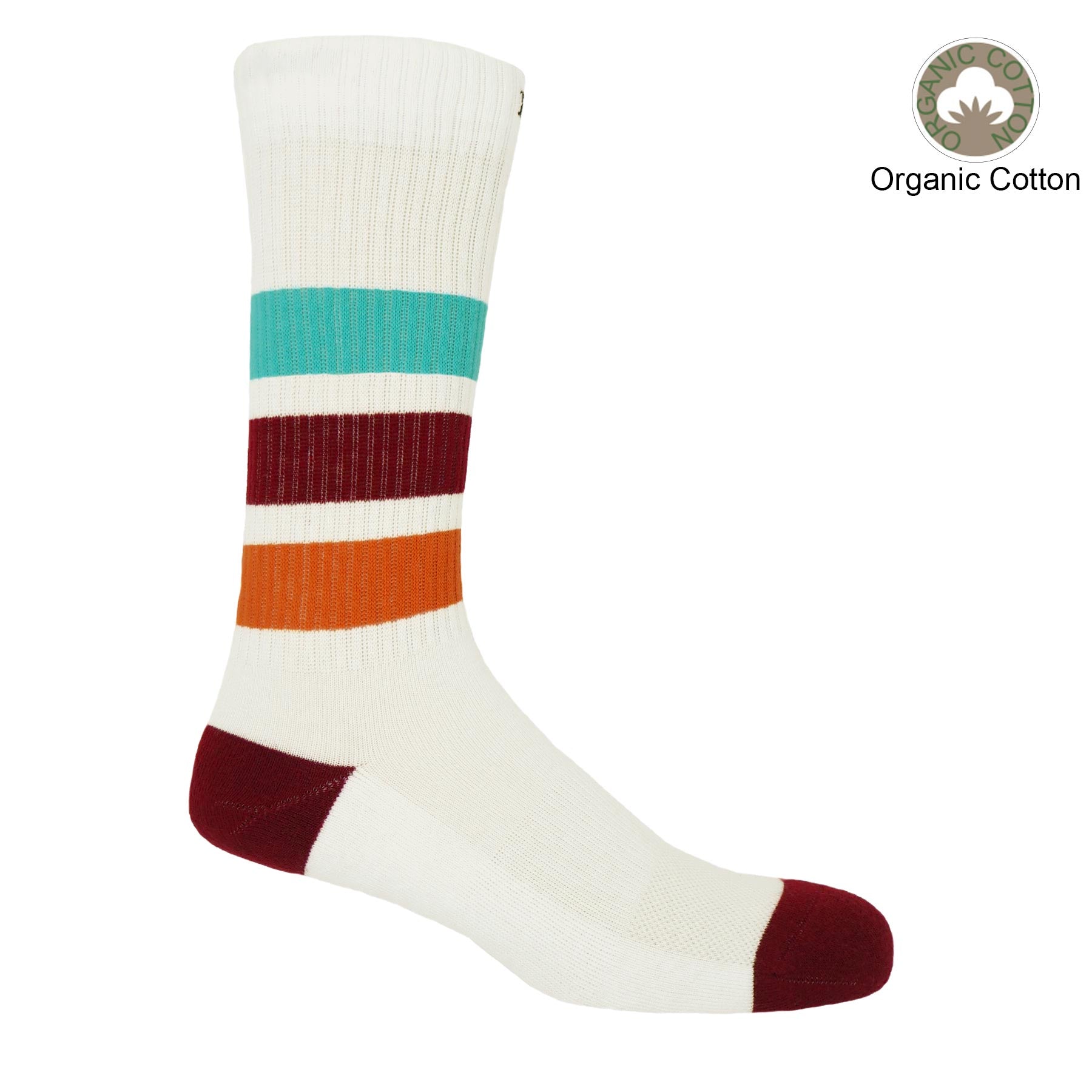 Striped Organic Men's Sport Socks - White by Peper Harow