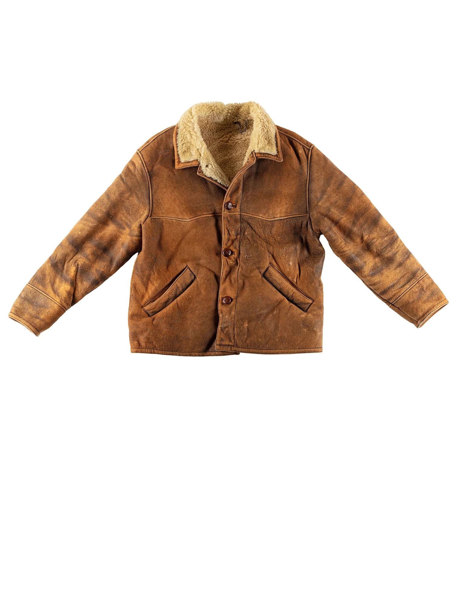Vintage 80's Men Sheepskin Coat in Brown by Northern Grip