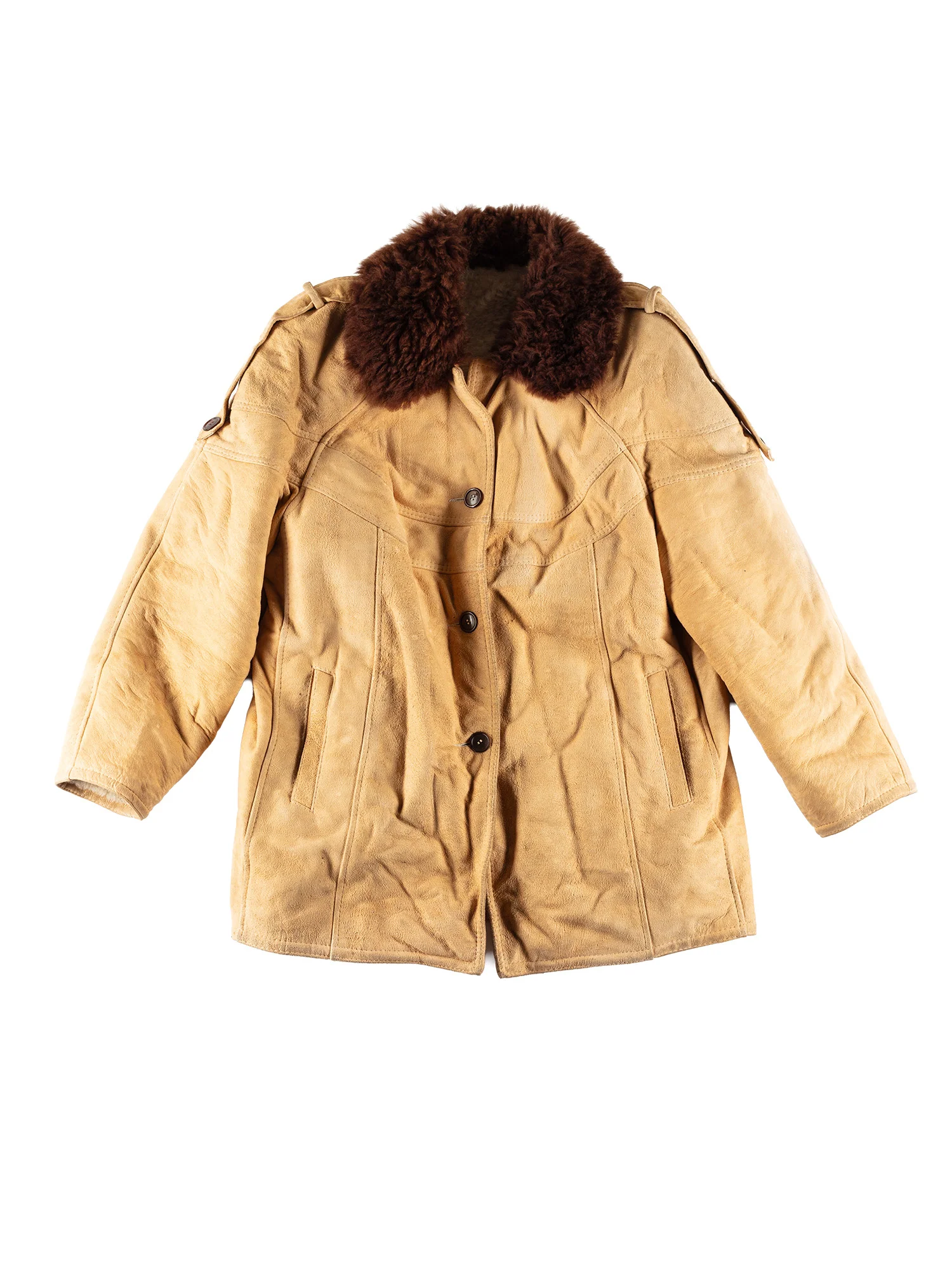 Vintage 80's Women Sheepskin Coat in Beige by Northern Grip