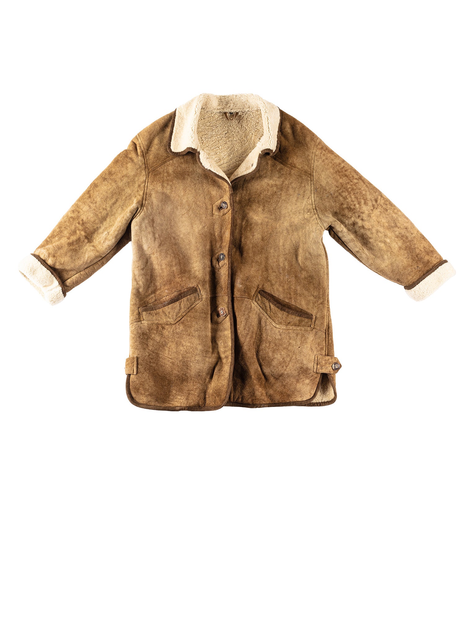 Vintage 80's Women Sheepskin Coat in Brown by Northern Grip