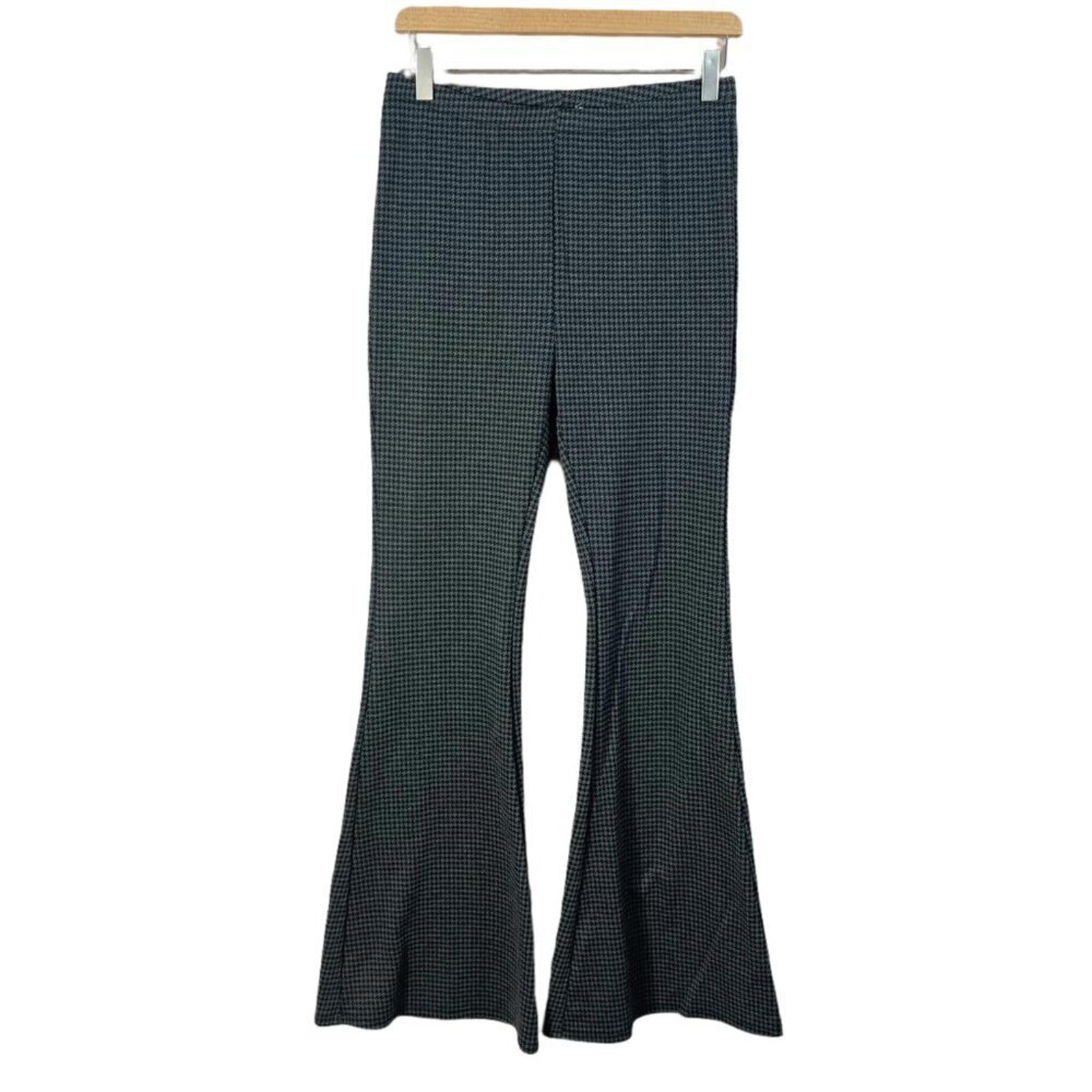 Bear Dance Black and Grey Houndstooth Flared Pants Women's Size L by Hot Girl Secondhand