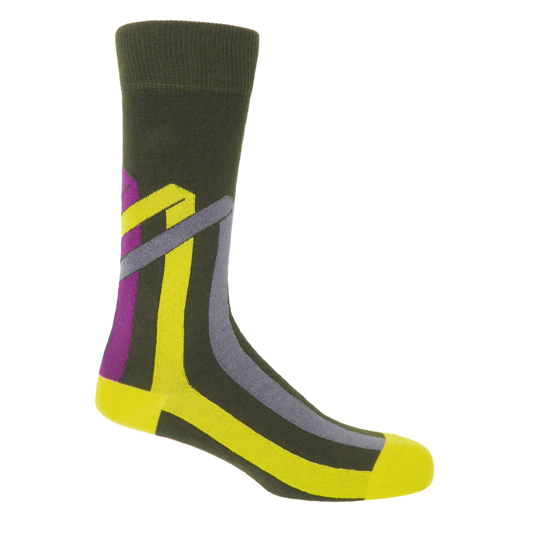 Ribbon Stripe Men's Socks - Pine by Peper Harow