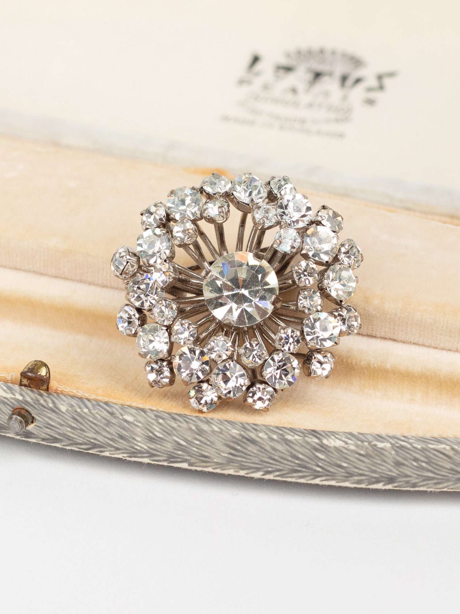 Vintage 50s Domed Starburst Brooch in Silver-Tone by Northern Grip