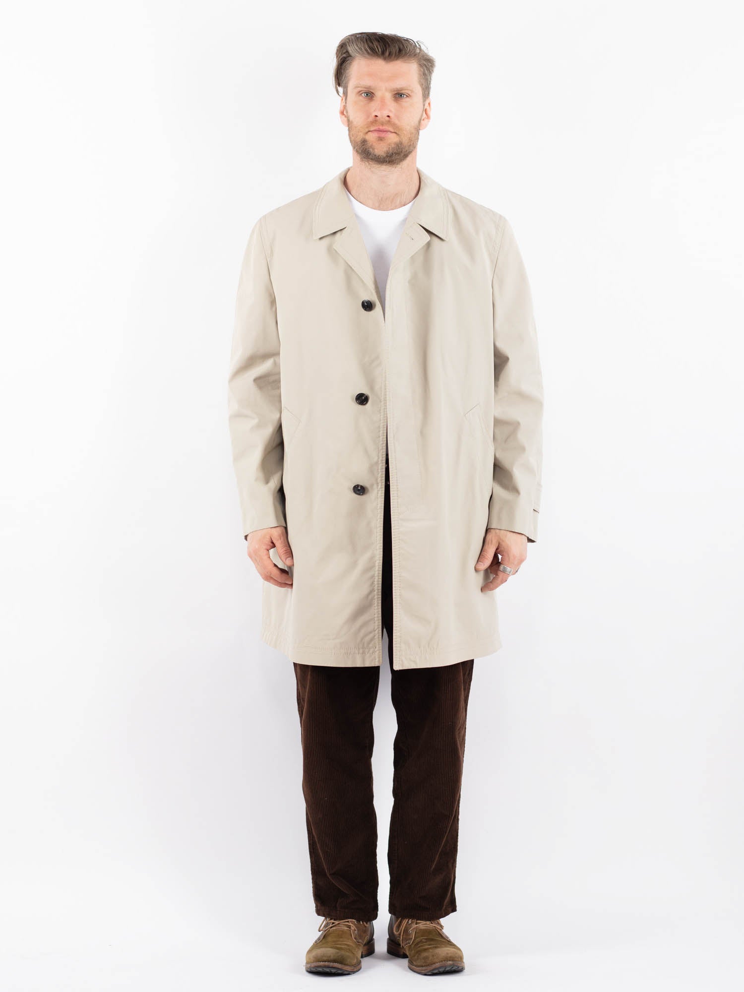 Vintage 70's Men Mac Coat in Beige by Northern Grip