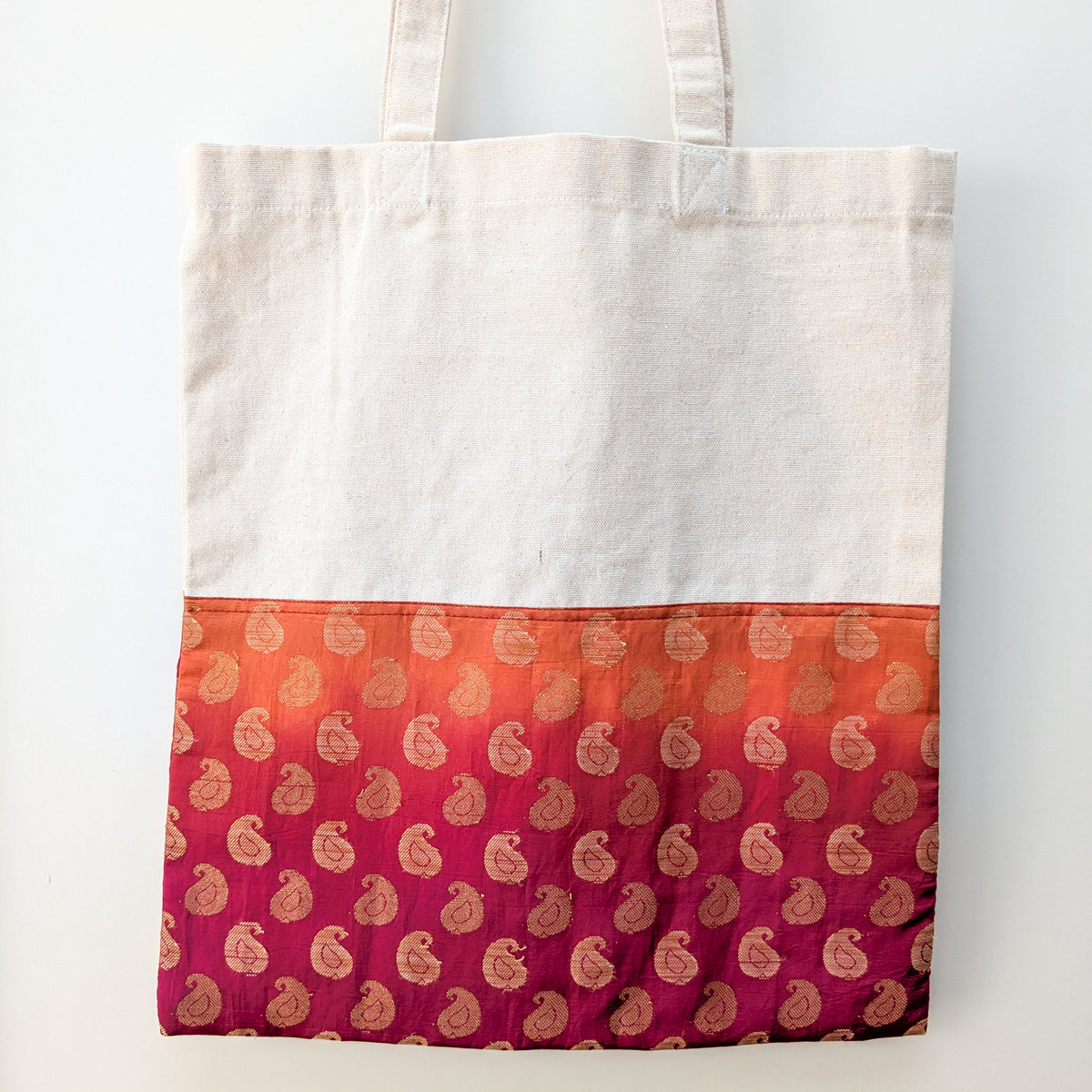 Half sari, half cotton tote bag, ethically handmade in India by Shakti.ism
