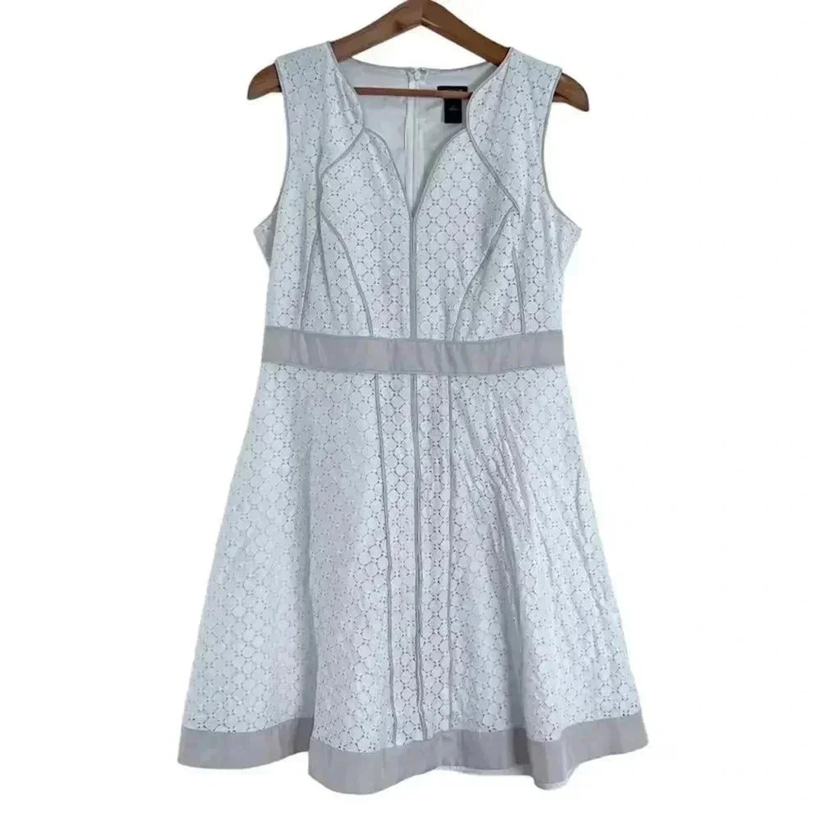 Ann Taylor White Cream Eyelet A Line Dress Spring Summer Dress Women's by Hot Girl Secondhand