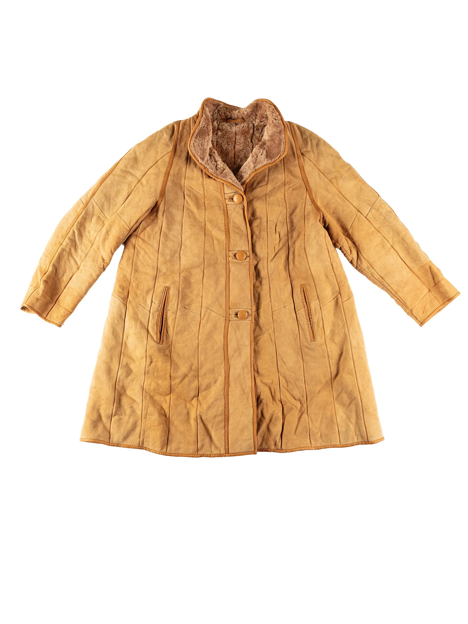 Vintage 80's Women Sheepskin Coat in Camel Brown by Northern Grip