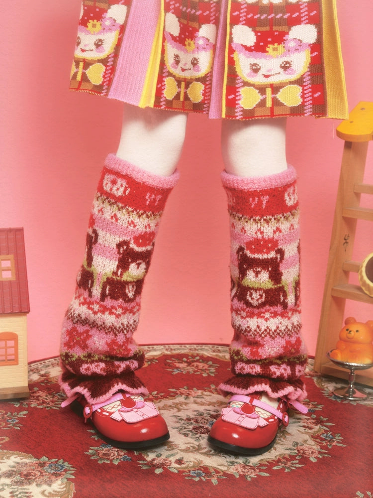 Harajuku Leg Warmer Bear Stripes Leg Warmer Decora Kei Leg Warmer | Lutra Jump by Land Decora