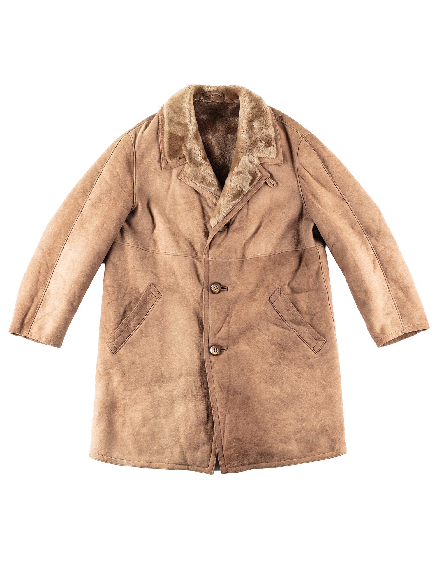 Vintage 70's Men Sheepskin Coat in Beige by Northern Grip