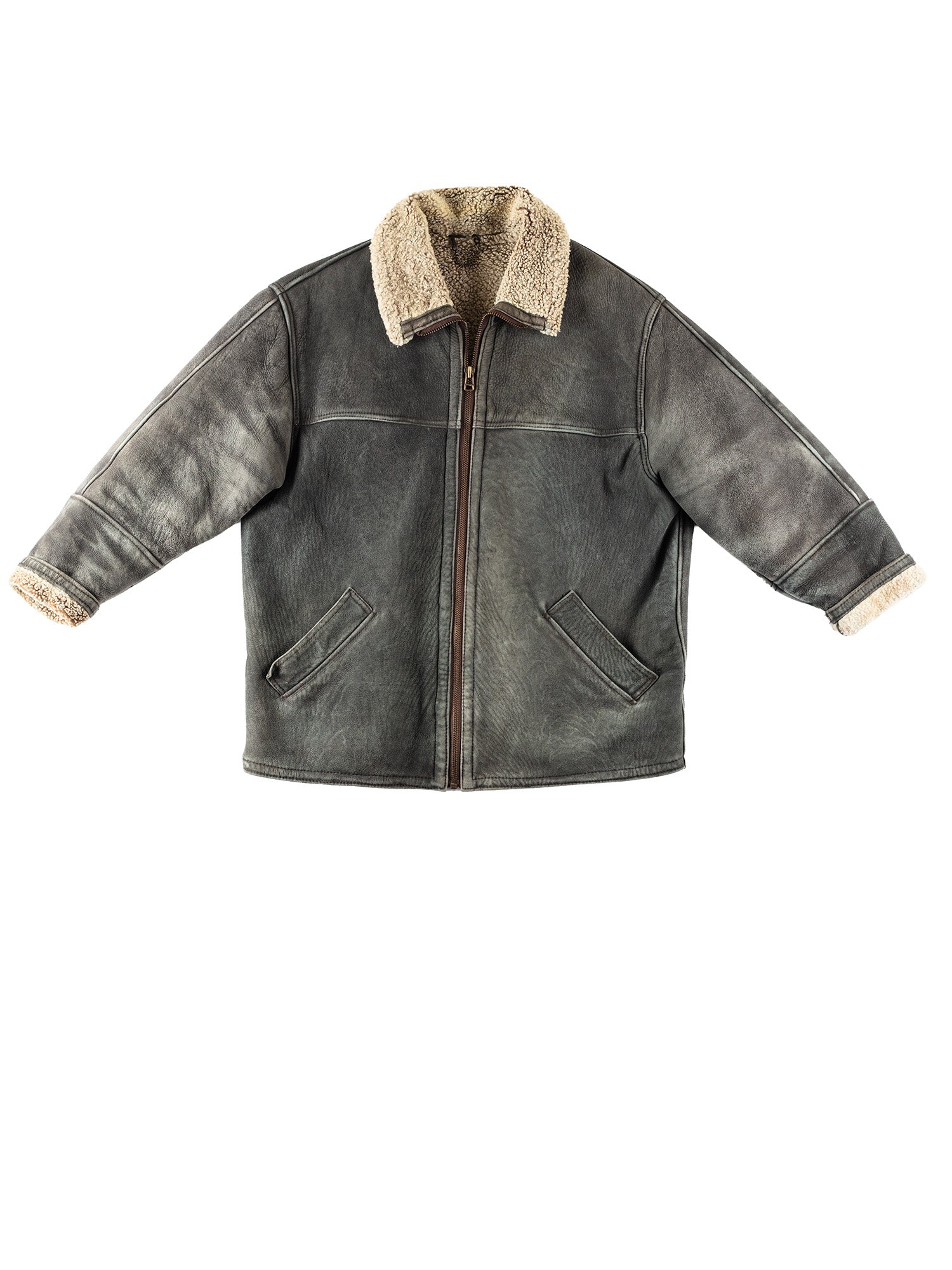 Vintage 90's Men Sheepskin Coat in Gray by Northern Grip