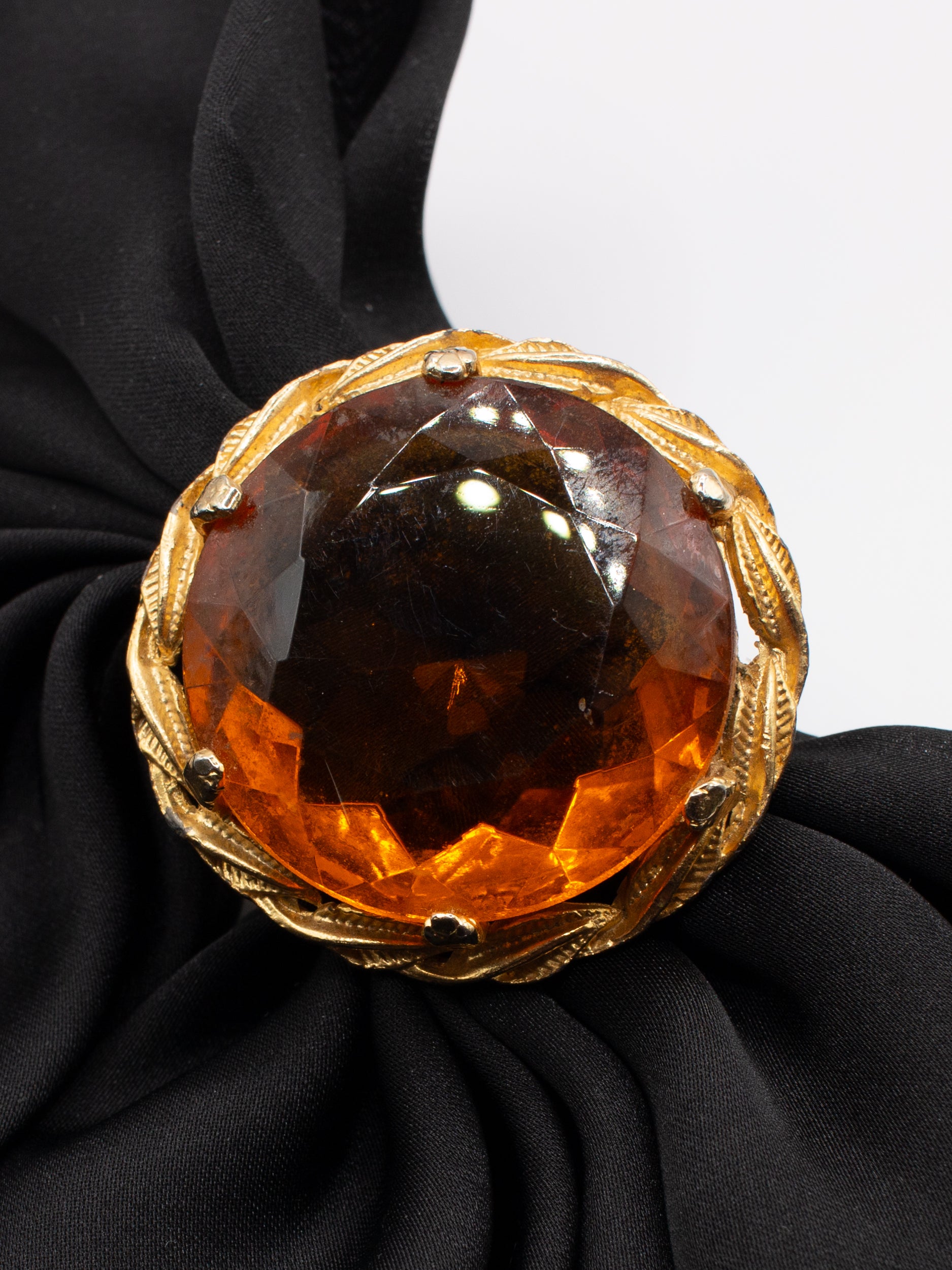 Vintage 60's Amber Glass Statement Brooch by Northern Grip