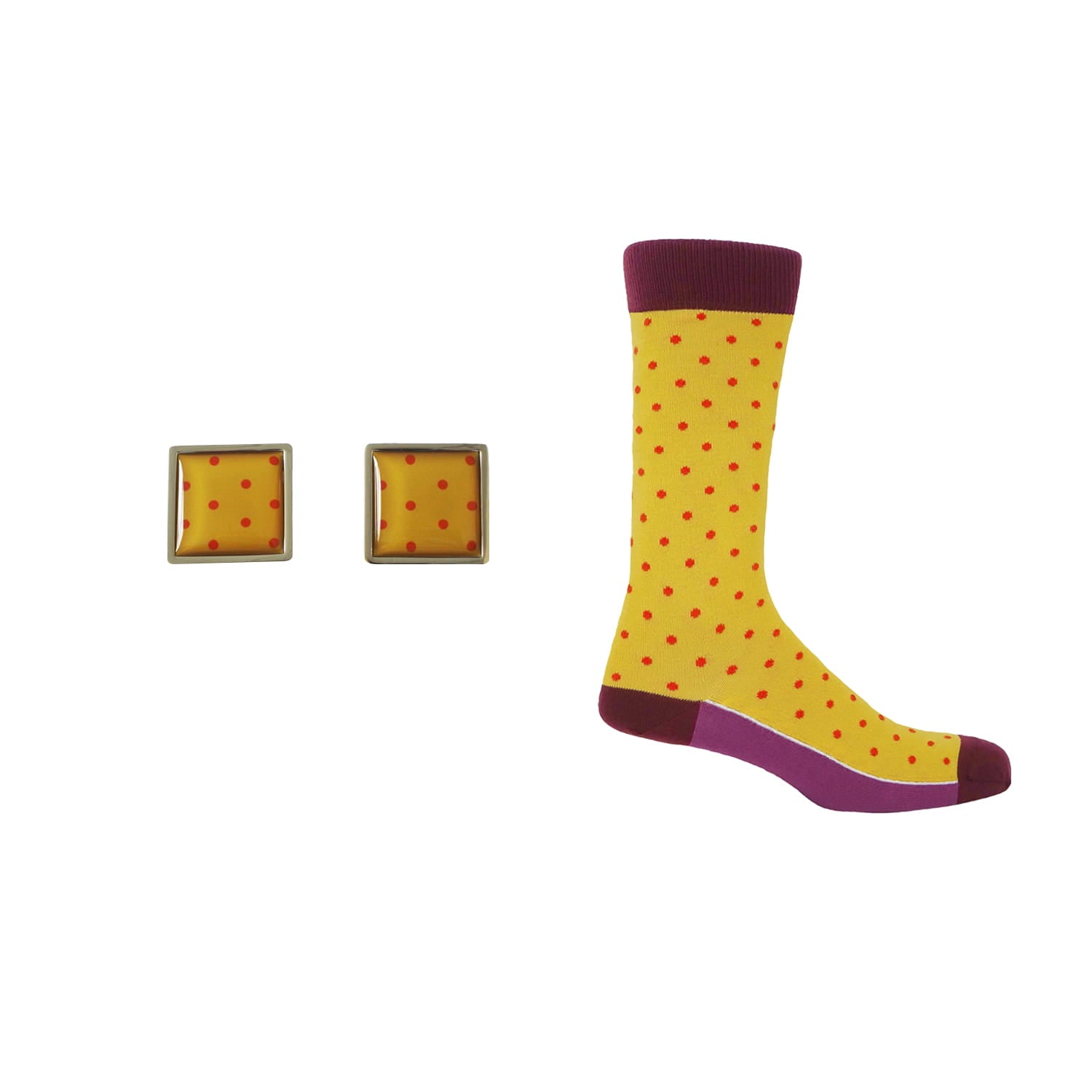 Groom's Set - Pin Polka Socks & Honey Cufflink by Peper Harow