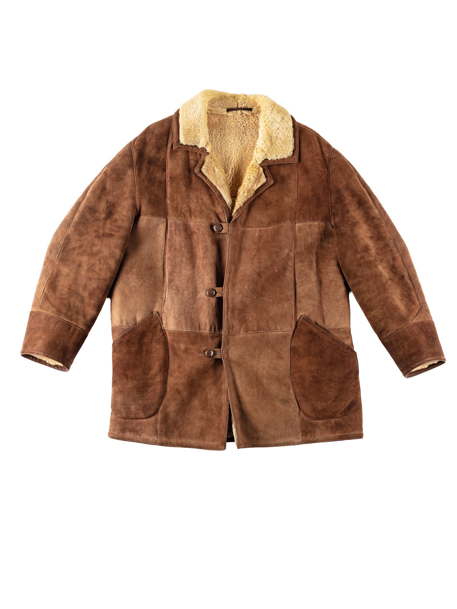 Vintage 80's Men Sheepskin Coat in Brown by Northern Grip