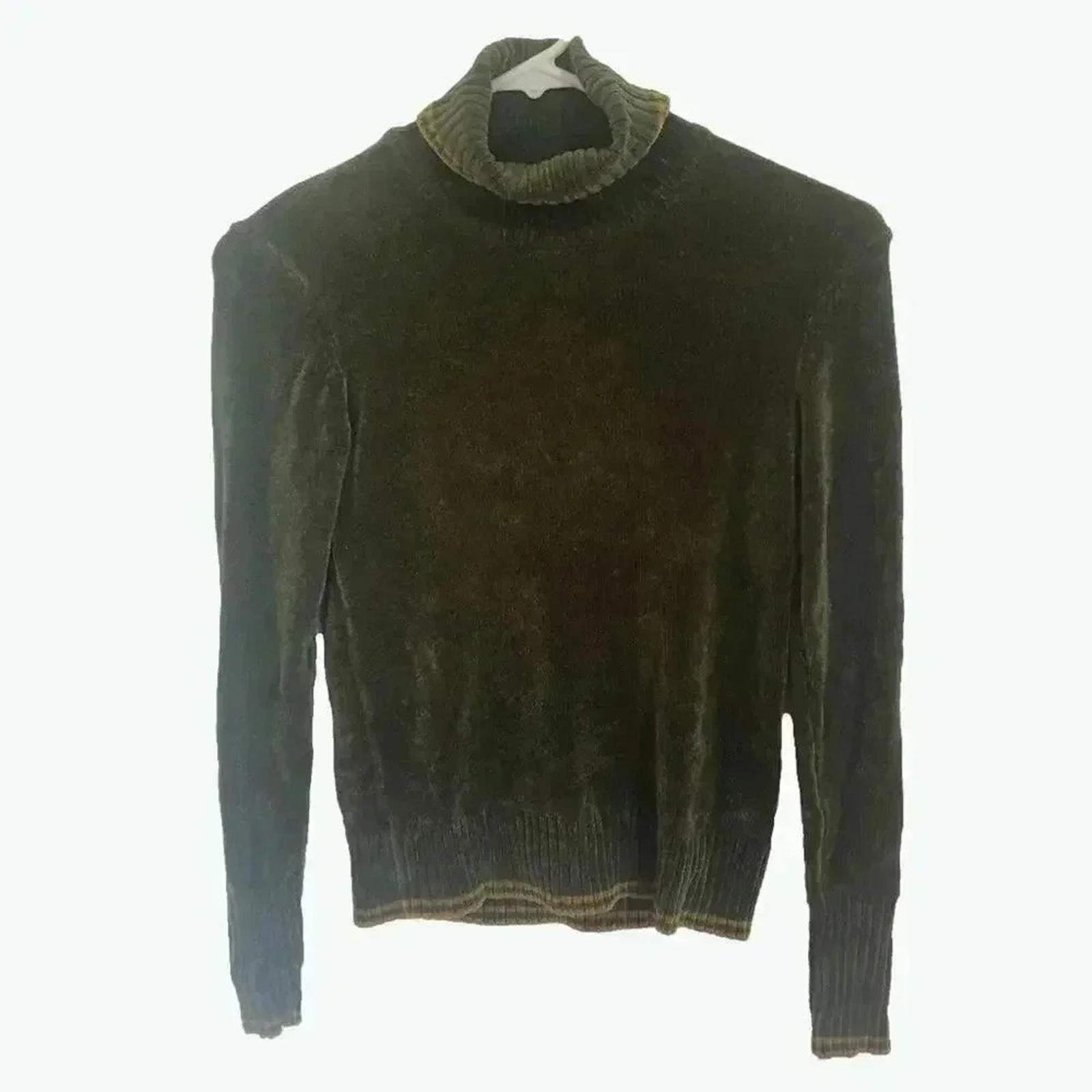 Y2K Vintage Green Turtleneck Ribbed Sweater Women's Size XL by Hot Girl Secondhand