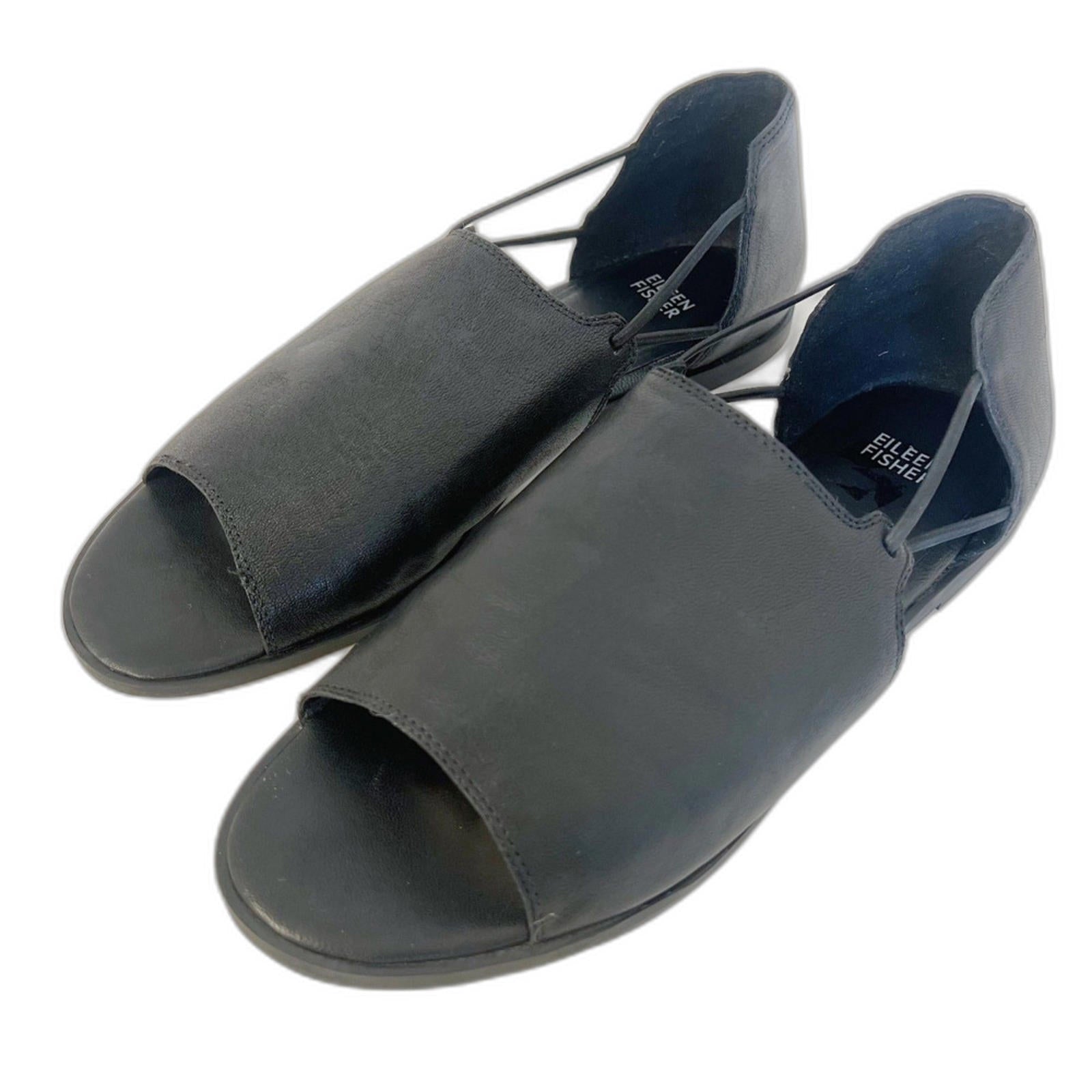 Eileen Fisher Black Leather D' Orsay Sandal Flats Women's Size 11 by Hot Girl Secondhand
