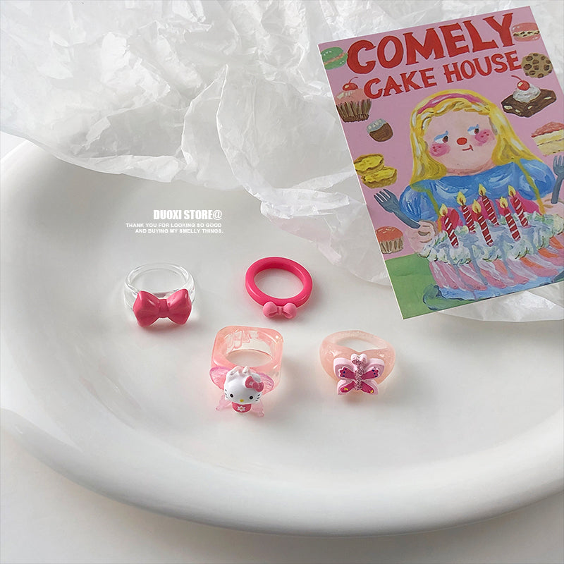Kawaii Ring HelloKitty Bow Stackable Resin - DuoXi by Land Decora