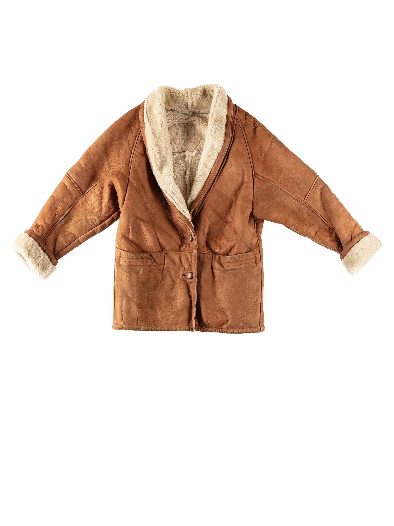 Vintage 80's Women Sheepskin Coat in Brown by Northern Grip