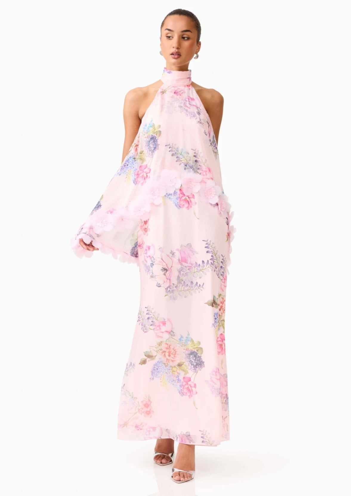 Elliatt Millie Tiered Gown in Pink Floral by Sierra Deene