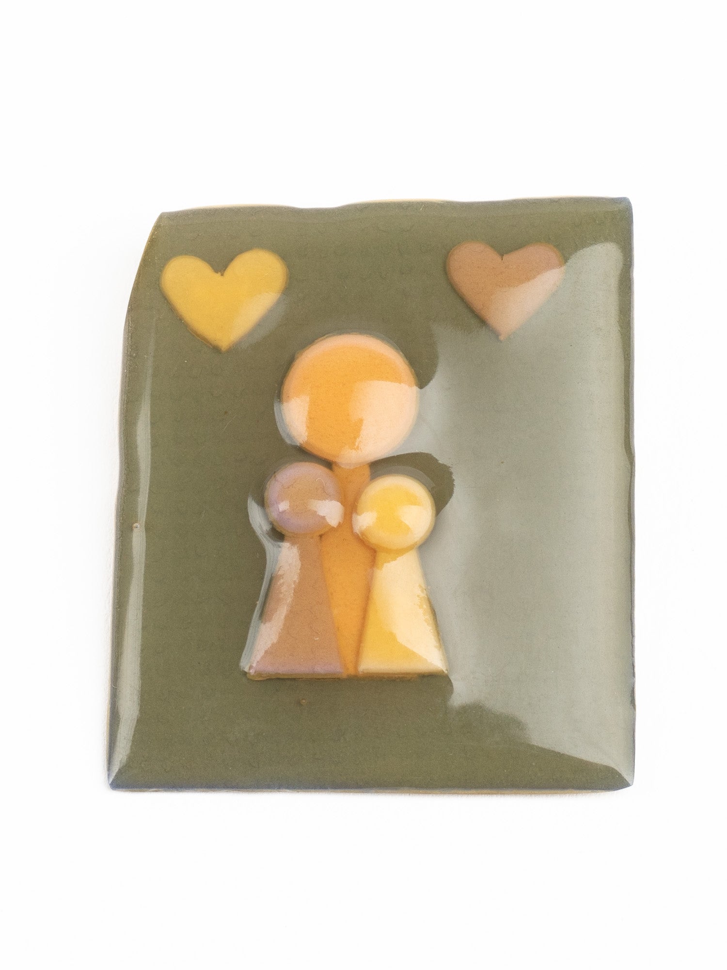Vintage 90s Lucinda People Pins Brooch – Olive Green Resin Family Heart Pin by Northern Grip