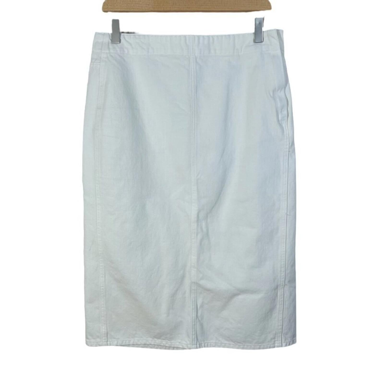 Uniqlo White Denim Pencil Skirt Knee Length Women's Size 10 by Hot Girl Secondhand