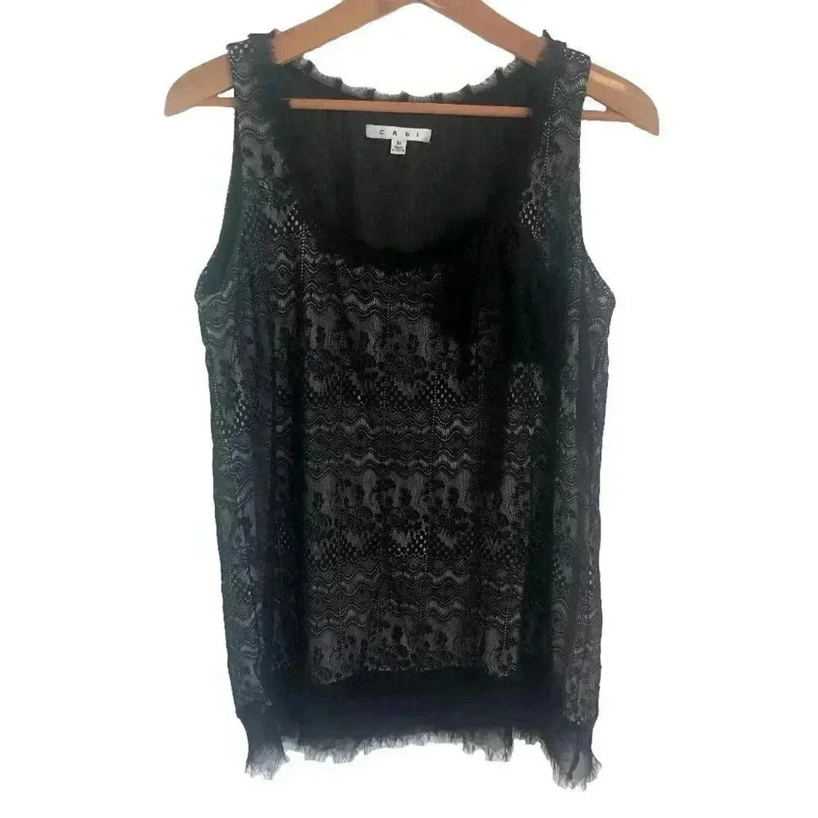 Cabi Black Lace Bow Tank Nude Underlayer Style 552 Office Work Women's by Hot Girl Secondhand