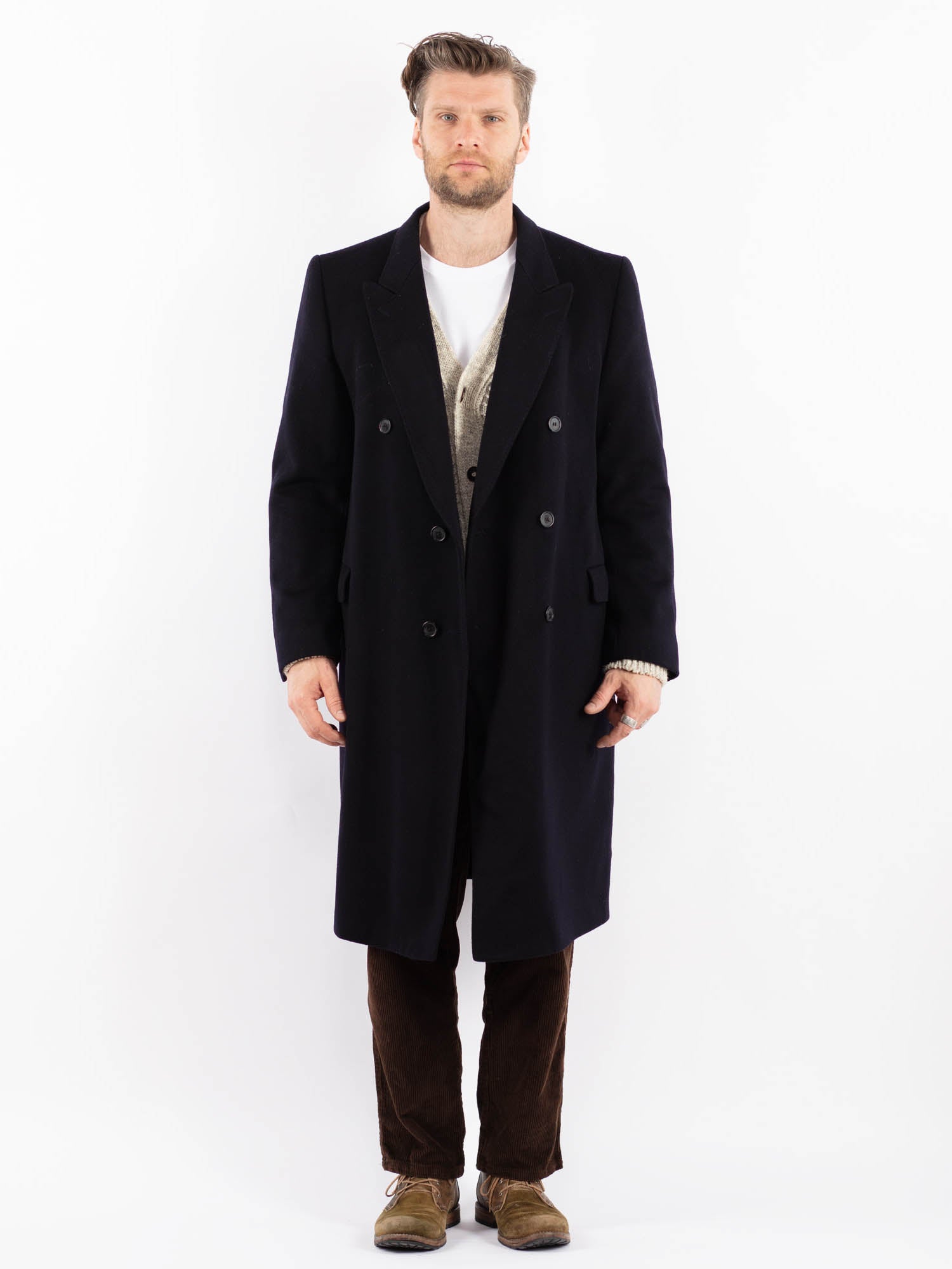 Vintage 70's Men Wool Coat in Blue by Northern Grip
